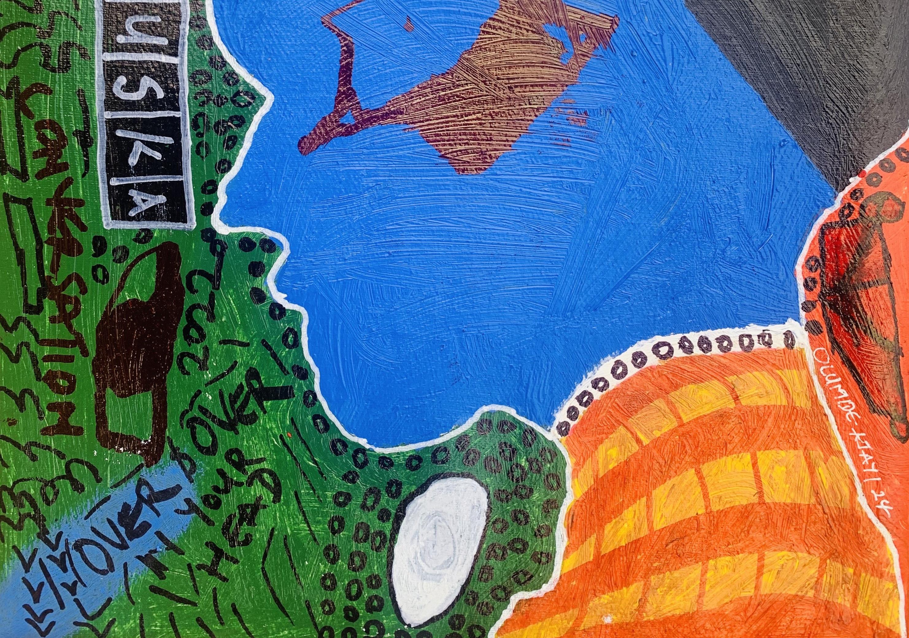 Jouska -21° secolo, Contemporaneo, Astratto, Miniatura, Emozioni, Colori dell'Africa - Painting Espressionismo astratto di Olumide Ajayi
