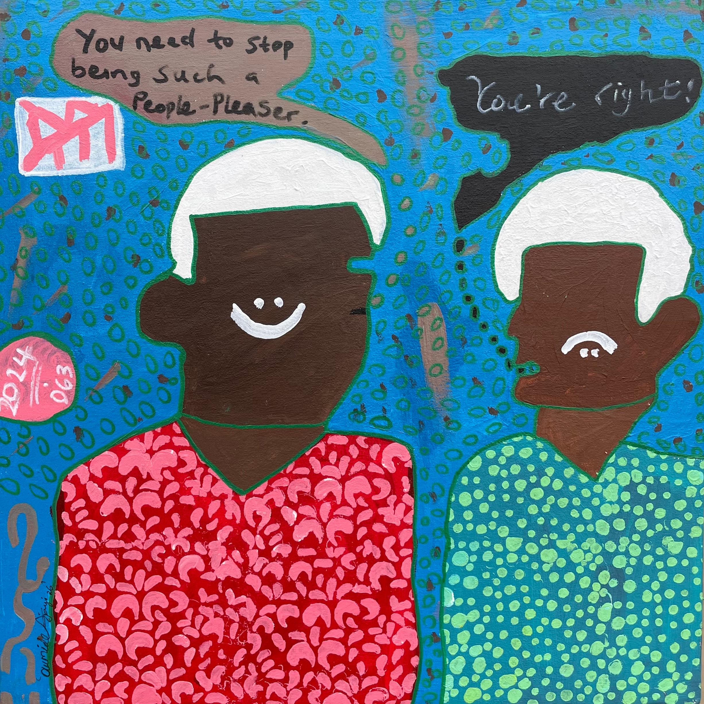 Pensées de fin de soirée 2 -21e siècle, Expressionnisme abstrait contemporain, Personnes - Mixed Media Art de Olumide Ajayi