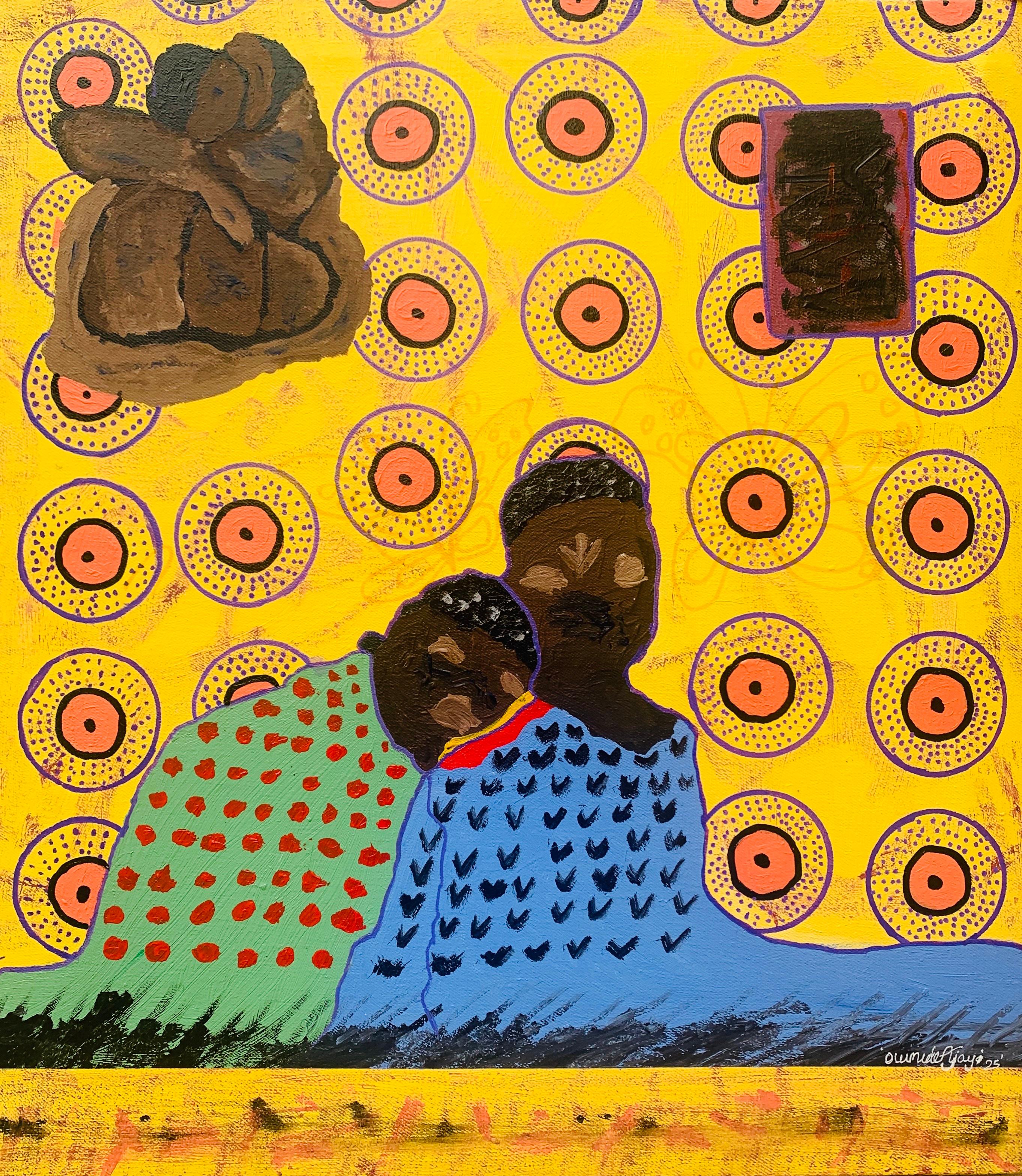 Abstract Painting de Olumide Ajayi - Liminalidad -Siglo XXI, Contemporáneo, Abstracto, Cultura Pop, Amor, Curación
