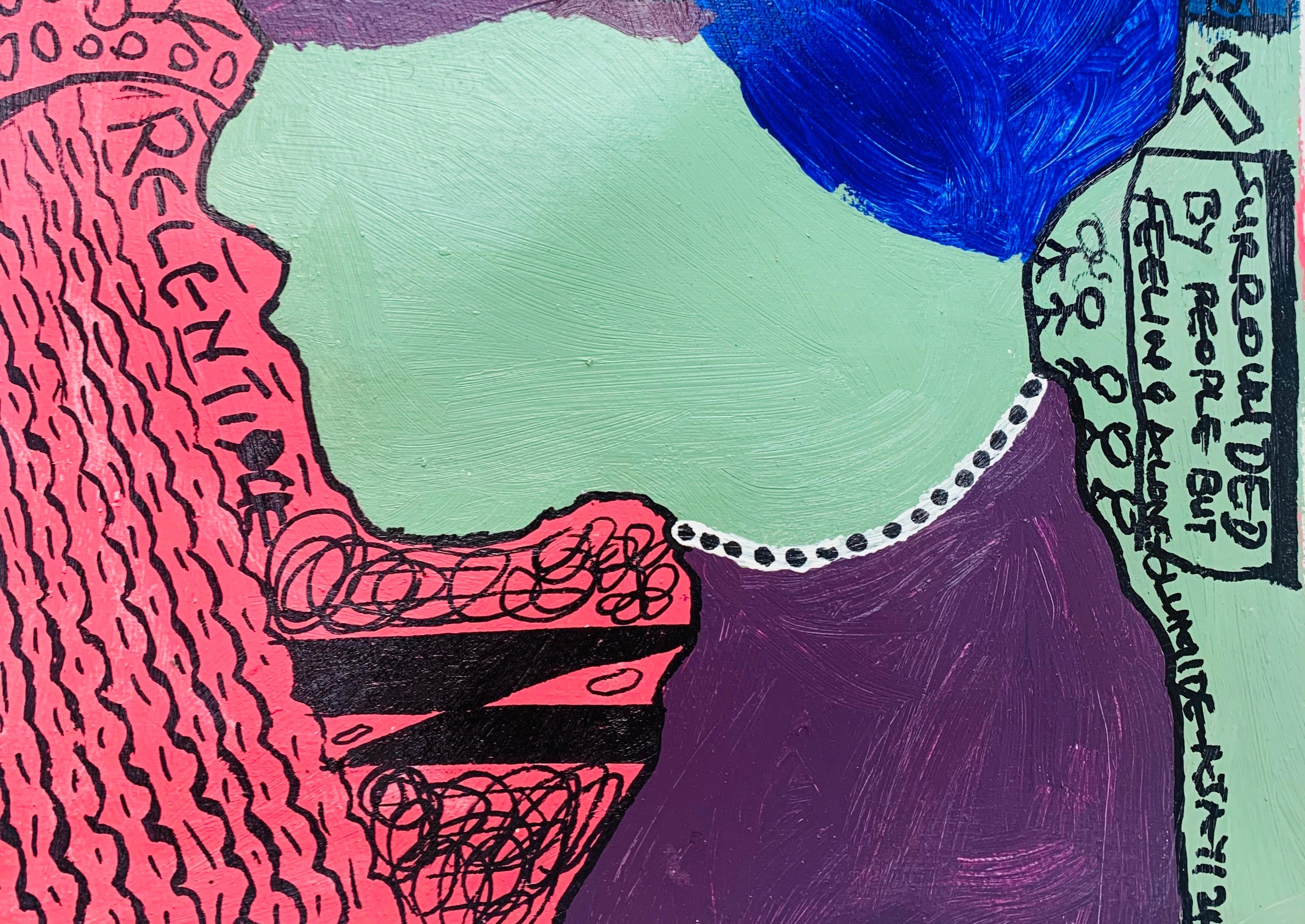 Relentique - 21° secolo, Contemporaneo, Astratto, Miniatura, Emozioni, Colori - Painting Espressionismo astratto di Olumide Ajayi