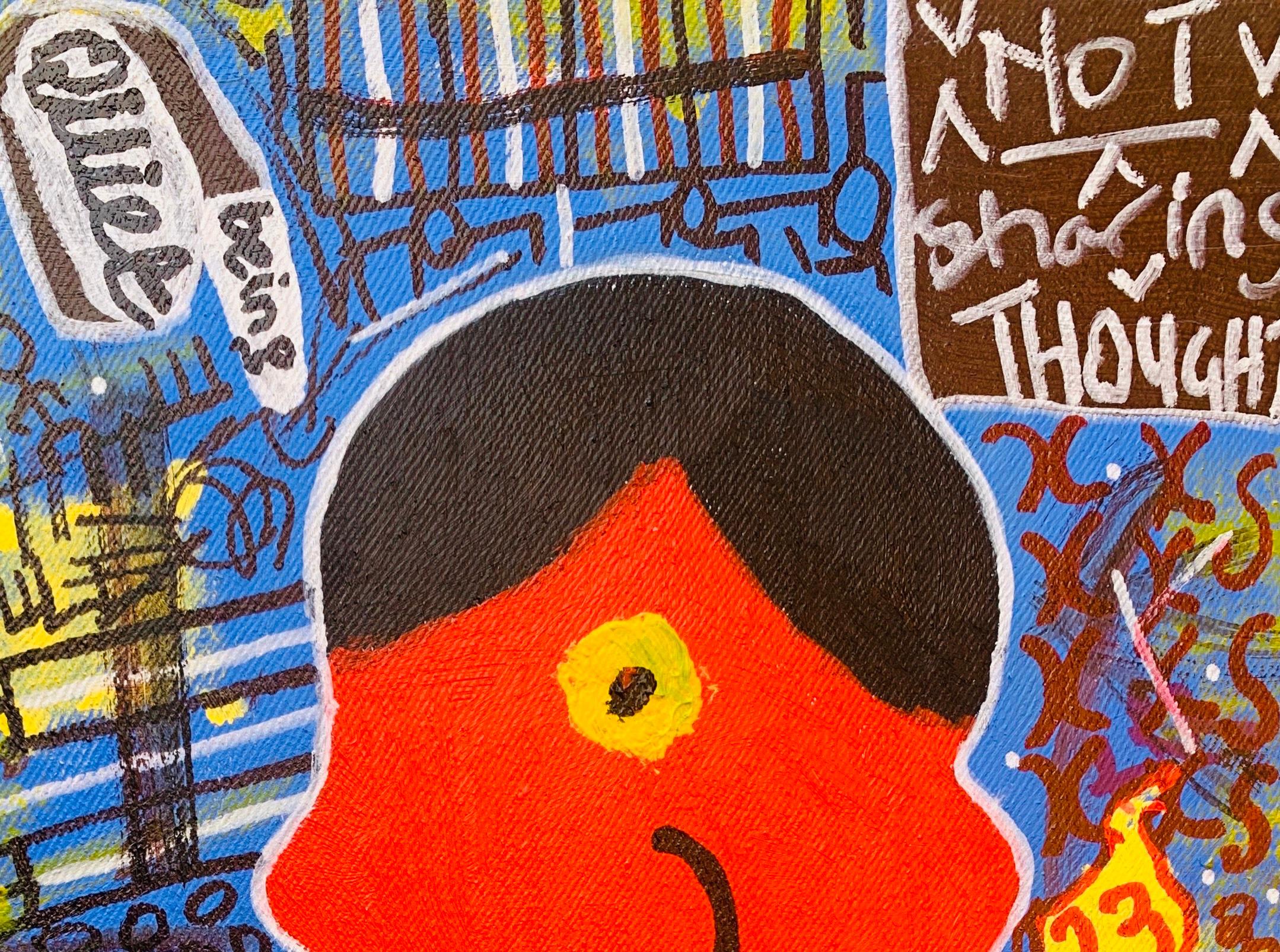 Reticence -21st Century, Contemporary, Abstract, Pop Culture, Miniature, Africa - Painting by Olumide Ajayi