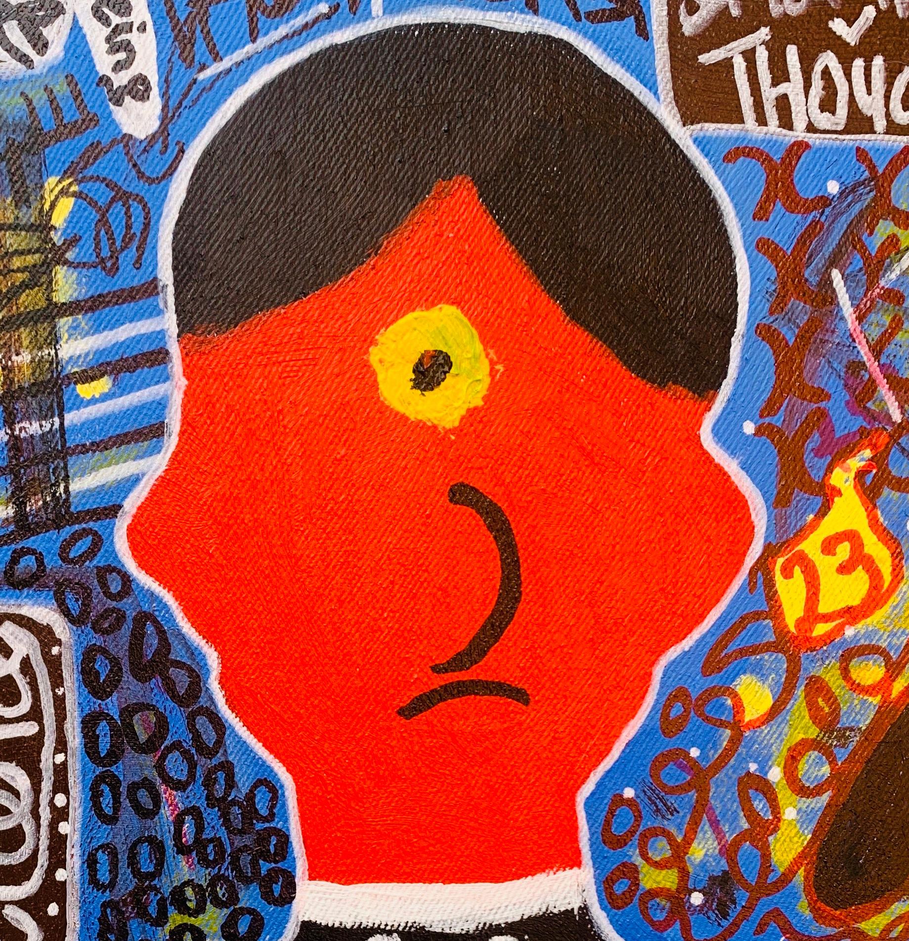Reticence -21st Century, Contemporary, Abstract, Pop Culture, Miniature, Africa - Black Figurative Painting by Olumide Ajayi