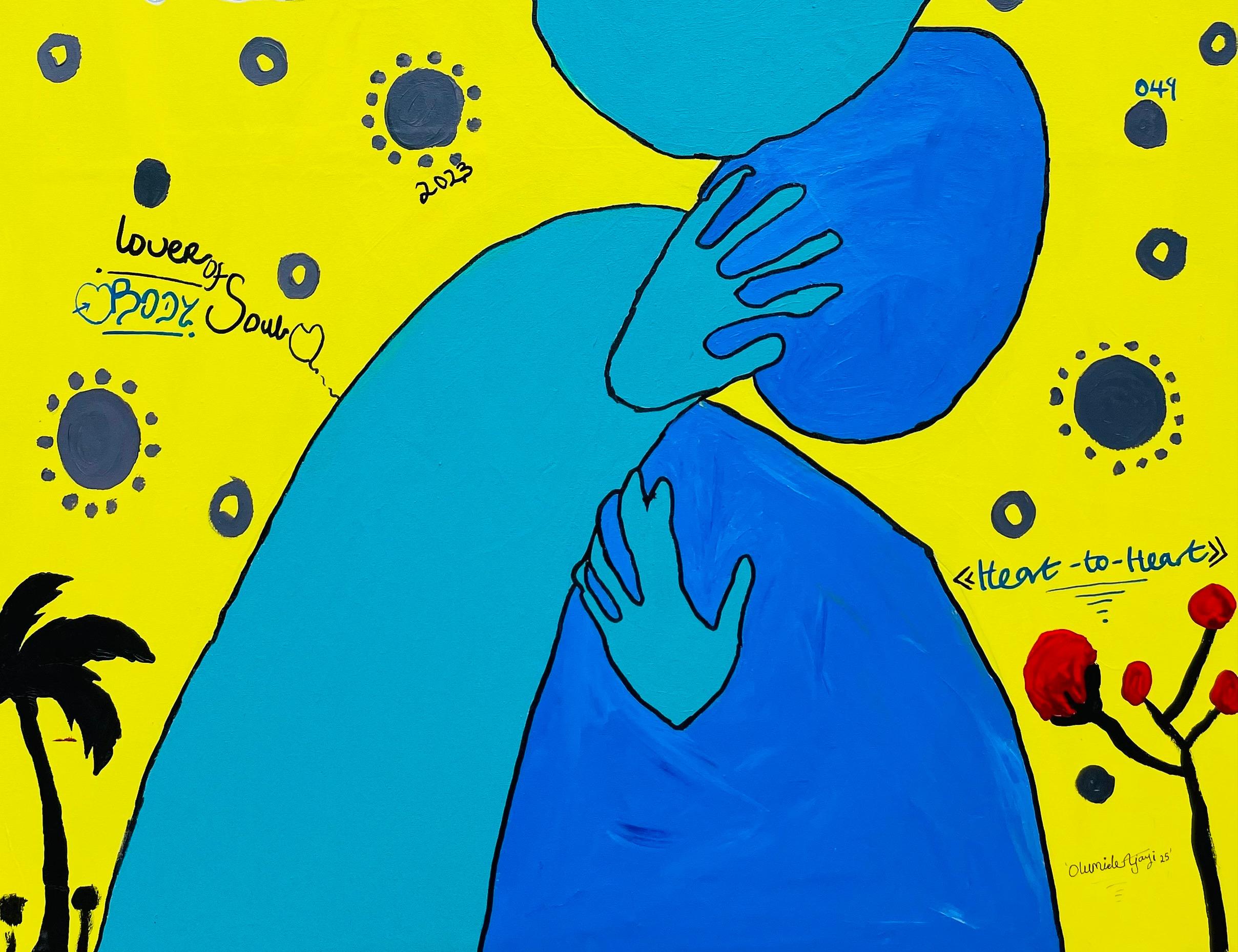 Sidera (Harmony) -21st Century, Contemporary, Abstract Expression, Love, Couple - Abstract Painting Azul de Olumide Ajayi