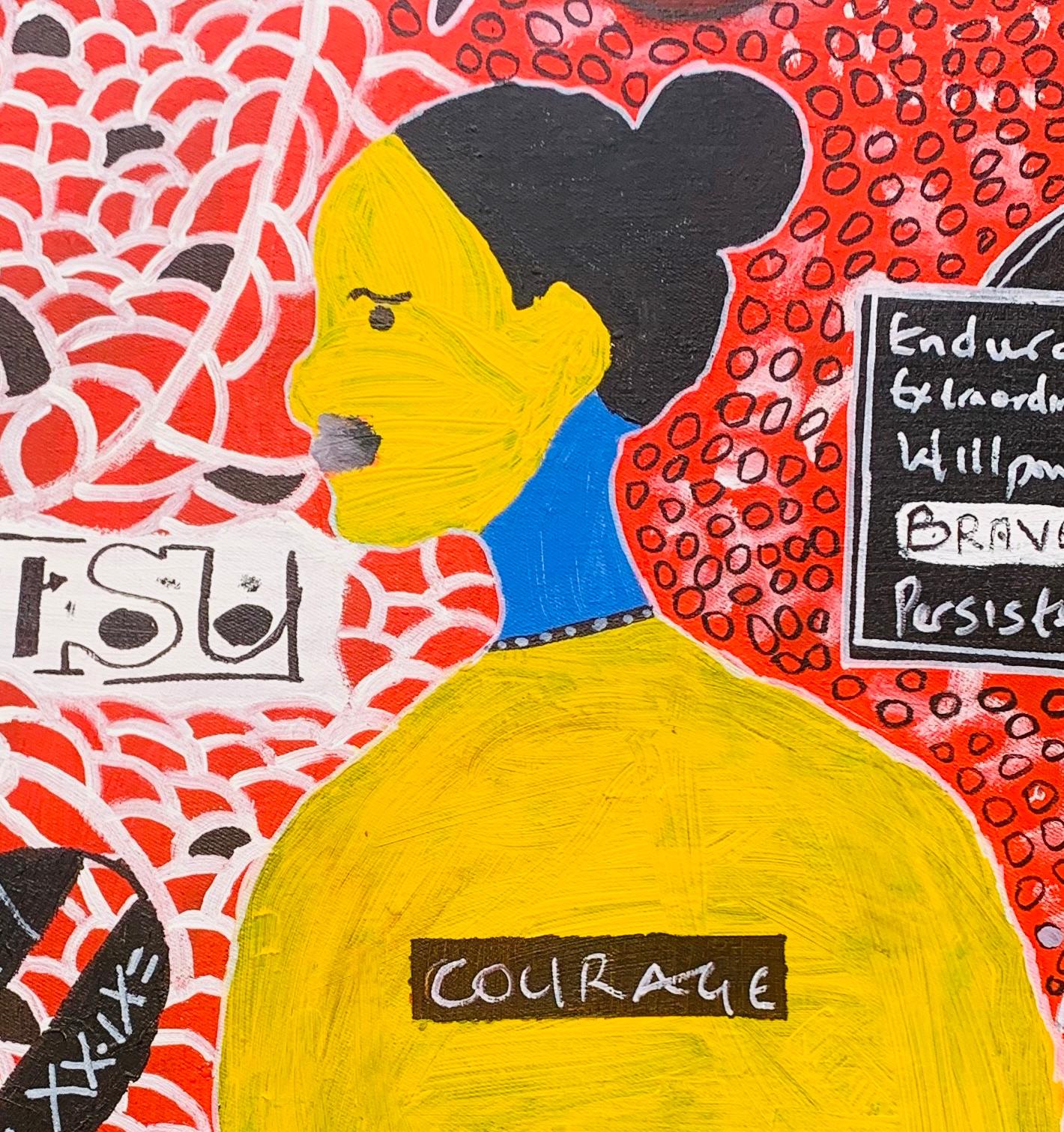 Sisu - 21° secolo, Contemporaneo, Astratto, Cultura pop, Persone, Donne, Madri - Figurative Painting Arancia di Olumide Ajayi