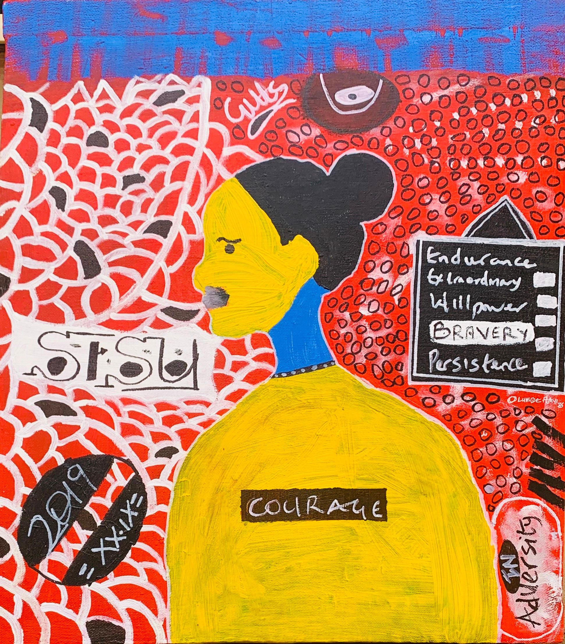 Figurative Painting di Olumide Ajayi - Sisu - 21° secolo, Contemporaneo, Astratto, Cultura pop, Persone, Donne, Madri
