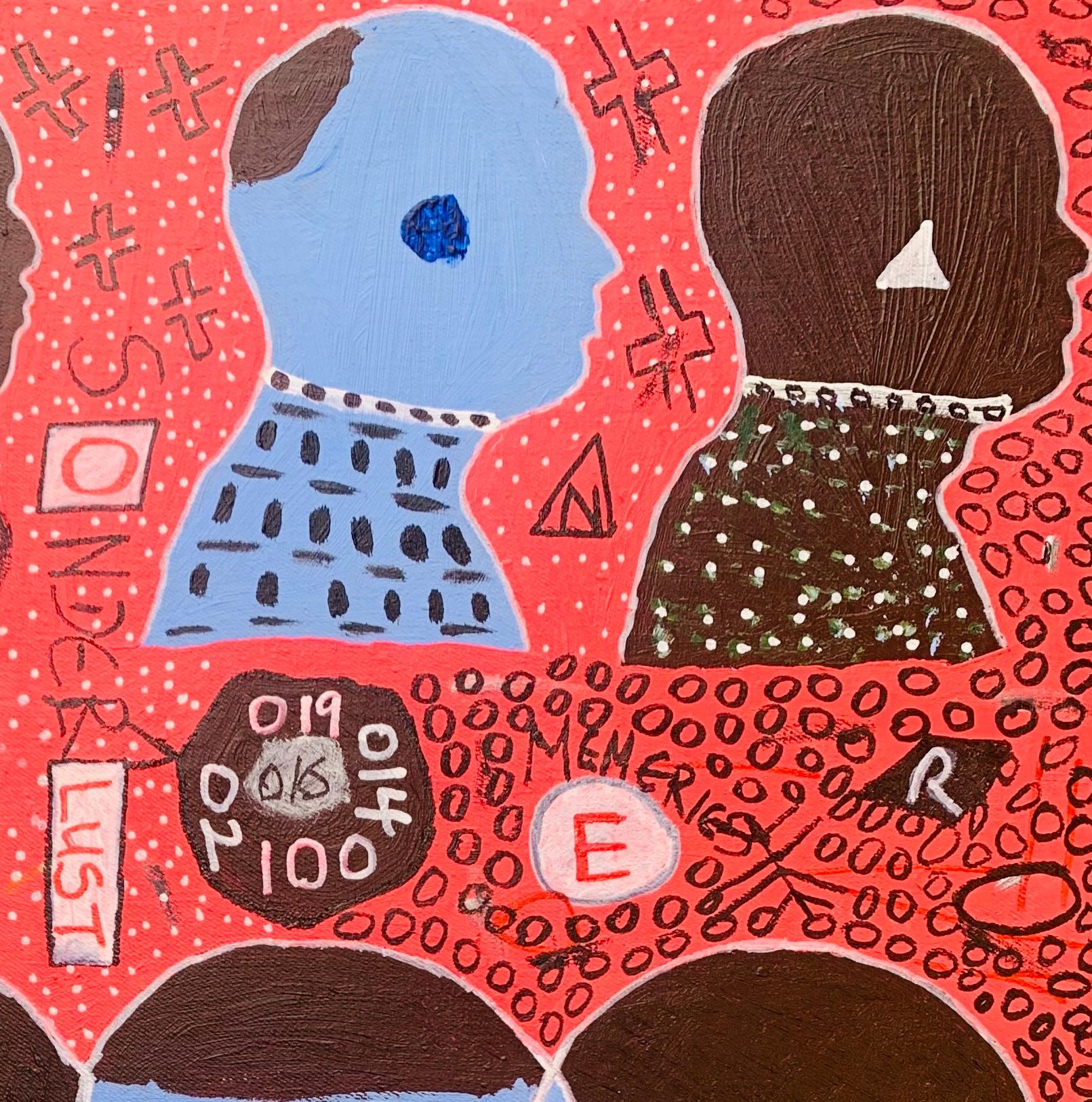 Sonderlust -21st Century, Contemporary, Abstract, Pop Culture, Anxiety, People - Abstract Expressionist Painting by Olumide Ajayi