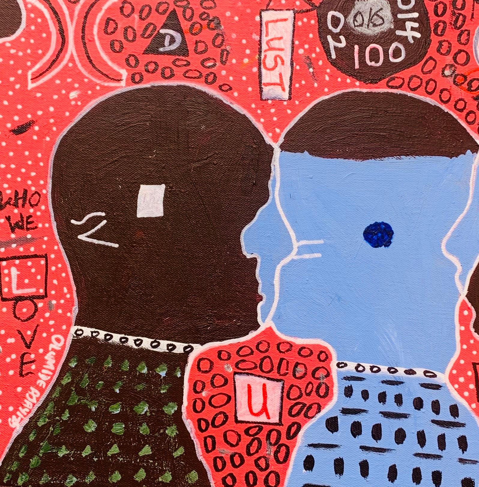Sonderlust -21st Century, Contemporary, Abstract, Pop Culture, Anxiety, People - Brown Abstract Painting by Olumide Ajayi