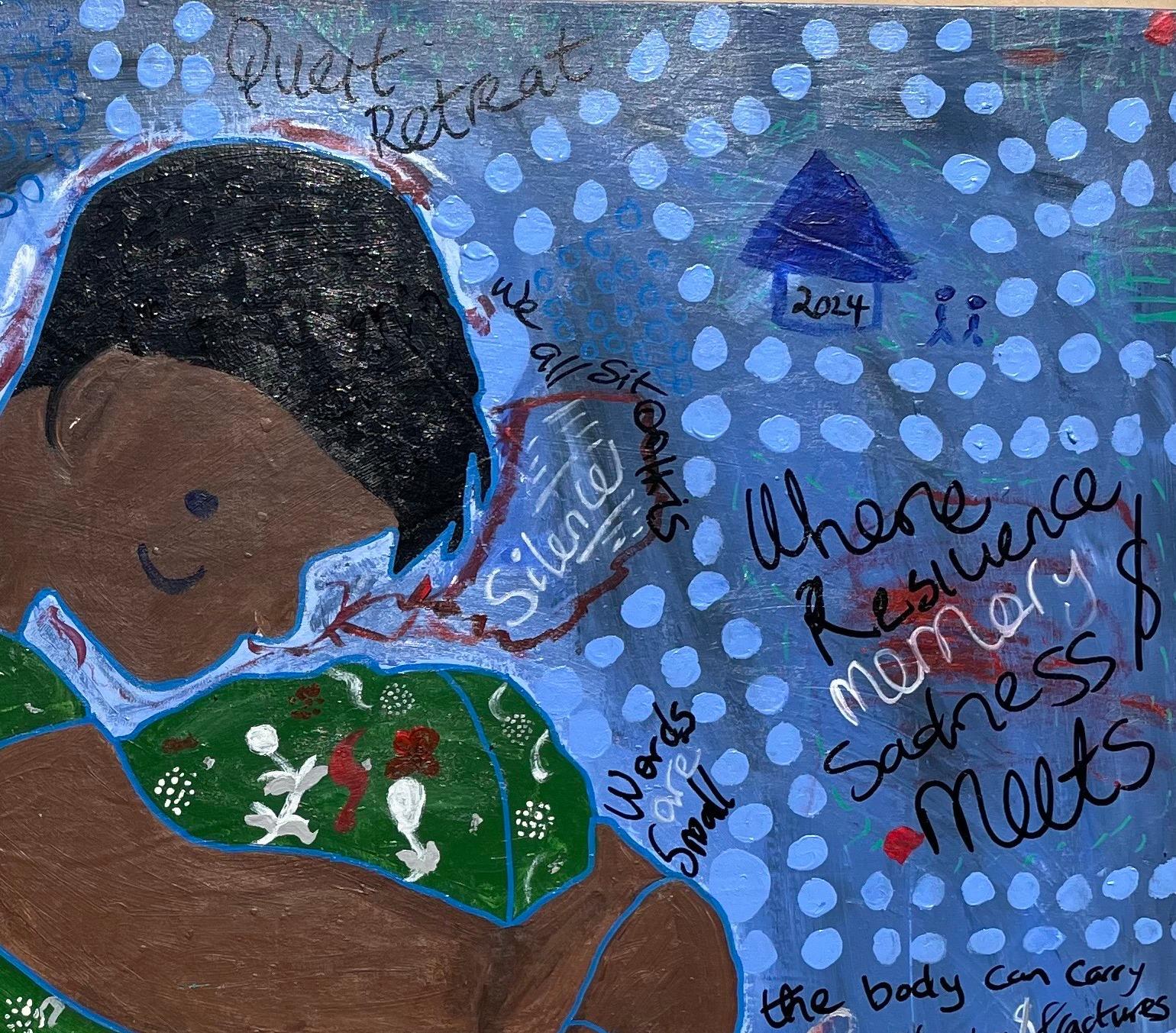 Still -21e siècle, Contemporain, Expression abstraite, Pop, Vert, Bleu, Fleur - Expressionnisme abstrait Painting par Olumide Ajayi