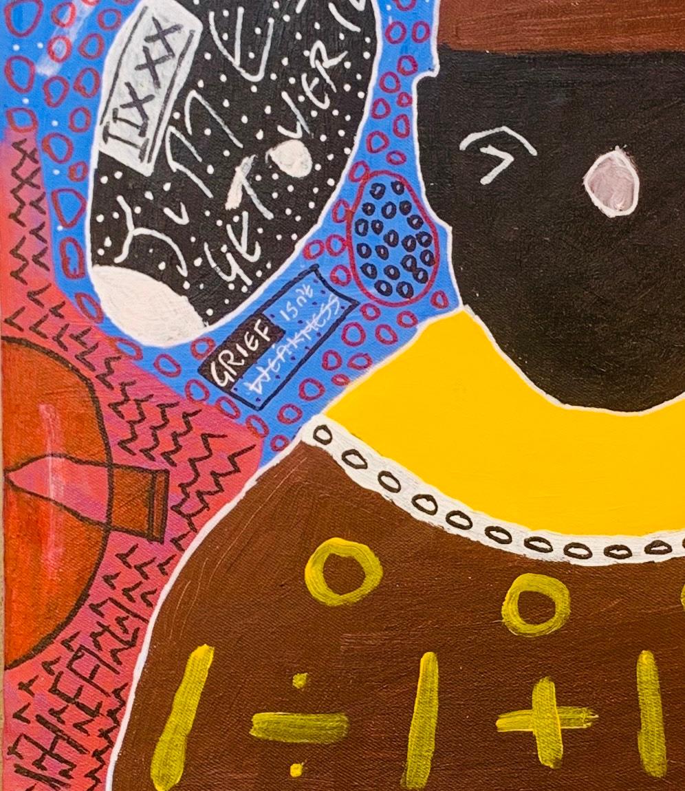 Time To Get Over It - 21° secolo, Contemporaneo, Astratto, Cultura Pop, Persone - Figurative Painting Grigio di Olumide Ajayi