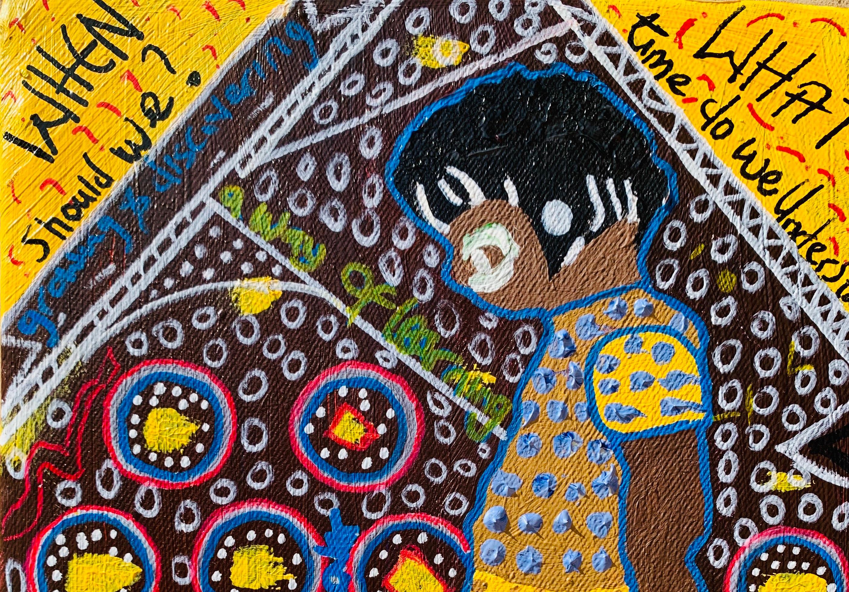 Wanderjahr -21st Century, Contemporary, Abstract, Pop Culture, Miniature, People - Painting by Olumide Ajayi