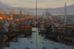 Radici liquide - 21° secolo, Contemporaneo, Paesaggi, Città moderna, Olio