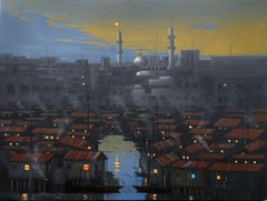 Serenity's Haven - 21° secolo, Contemporaneo, Paesaggi, Città moderna, Olio