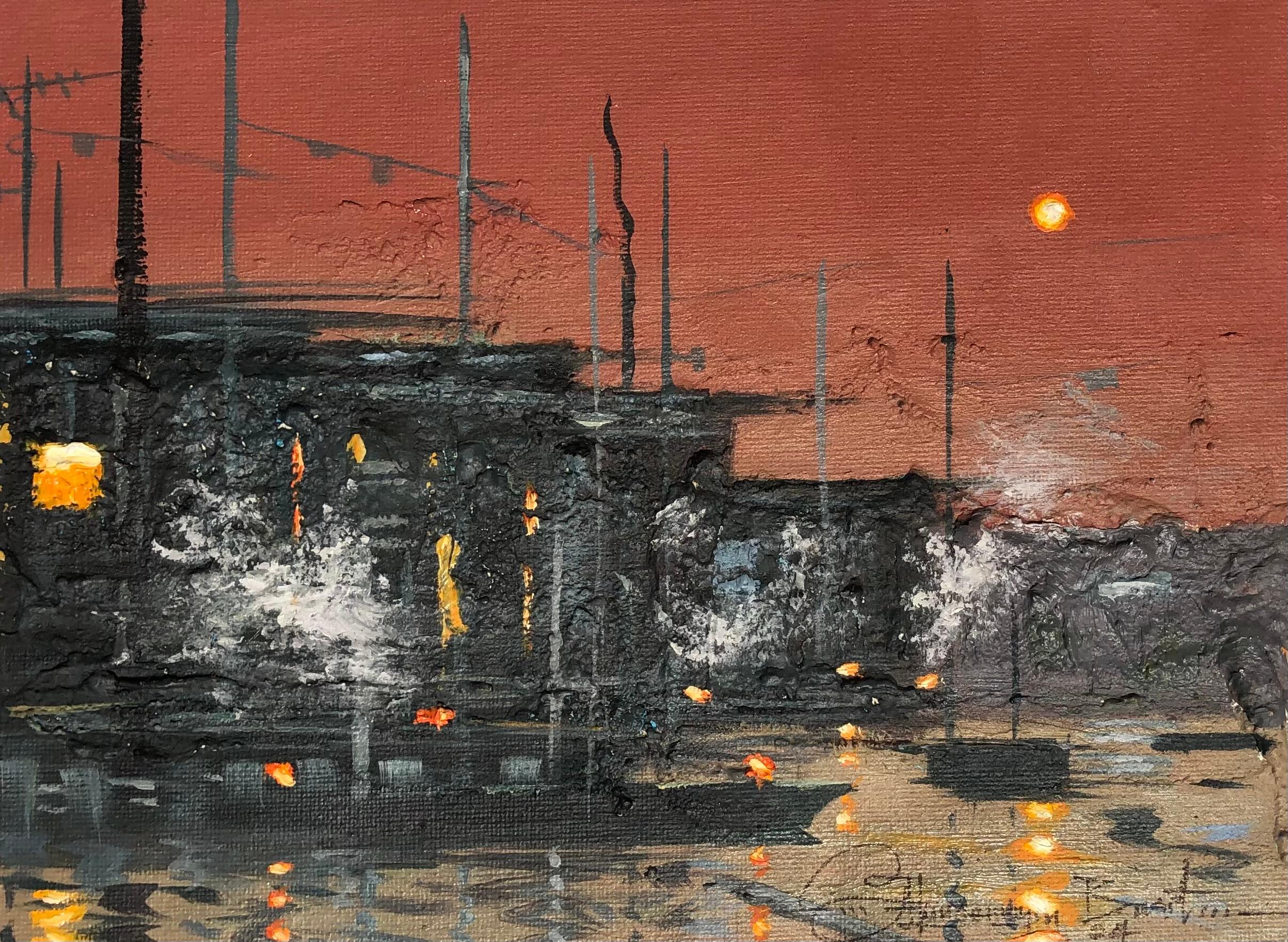 Tales By Moonlight 1 - 21st Century, Contemporary, Landscapes, Modern City, Oil