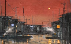 Tales By Moonlight 2 - 21e siècle, Contemporain, Paysages, Ville moderne, Huile