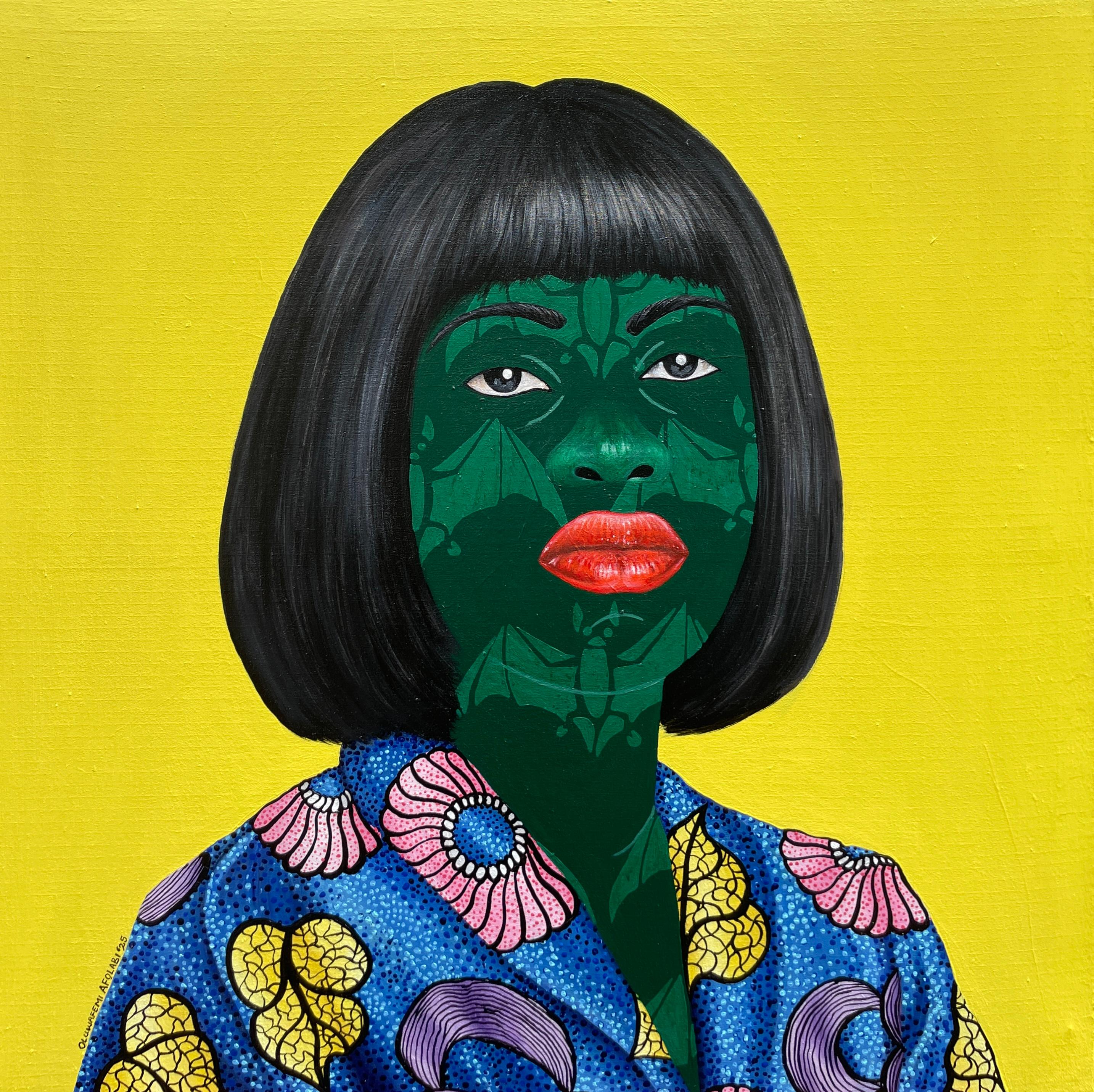 Portrait Painting di Oluwafemi Afolabi - Abimbola: Pittura acrilica figurativa del XXI secolo di una donna africana