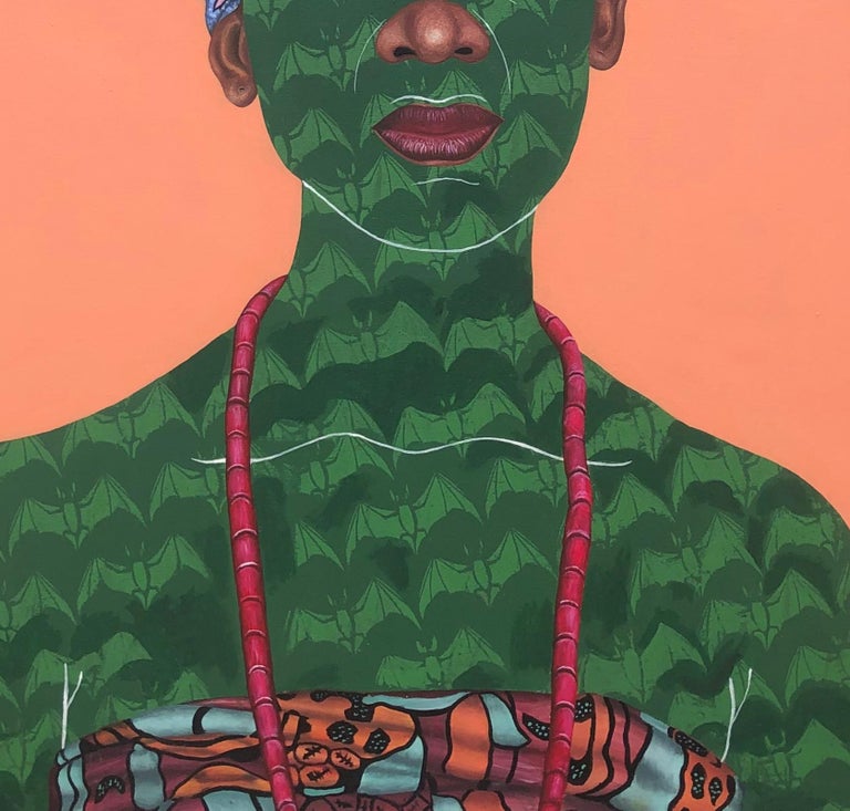 GÈLÈ 2 (Head Tie) - Brown Portrait Painting by Oluwafemi Afolabi