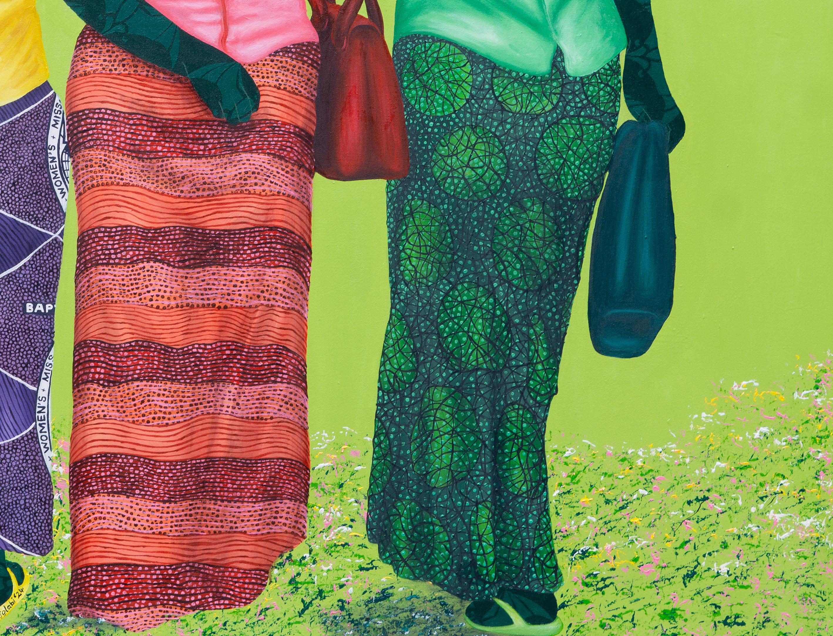 Good Woman - 21st Century, Contemporary, Figurative, Women on African Fabric For Sale 1