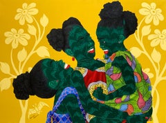 Bonheur - 21e siècle, Contemporary, Figurative, Children Art, African Fabric