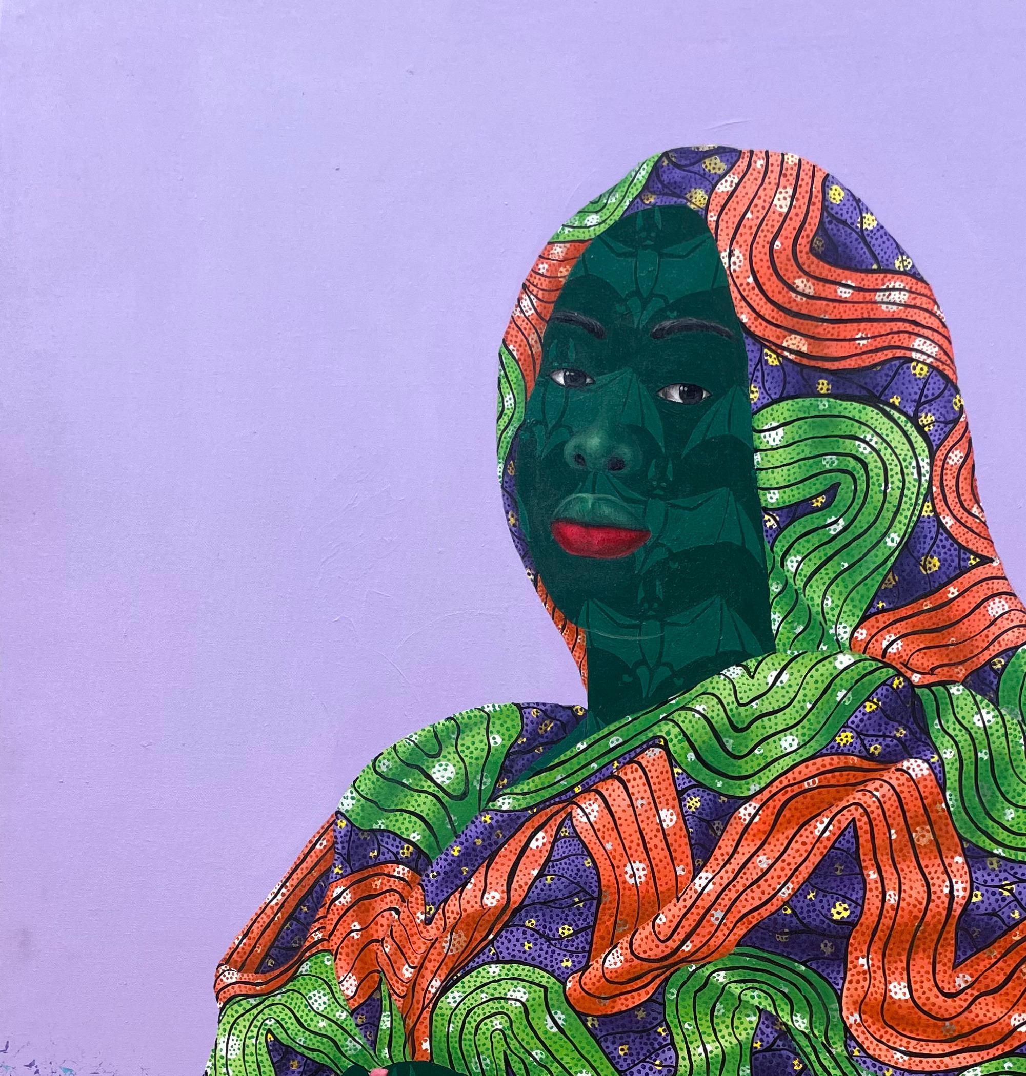 Naturaleza Interior 1 - Siglo XXI, Contemporáneo, Figurativo, Mujer sobre tela africana - Painting de Oluwafemi Afolabi