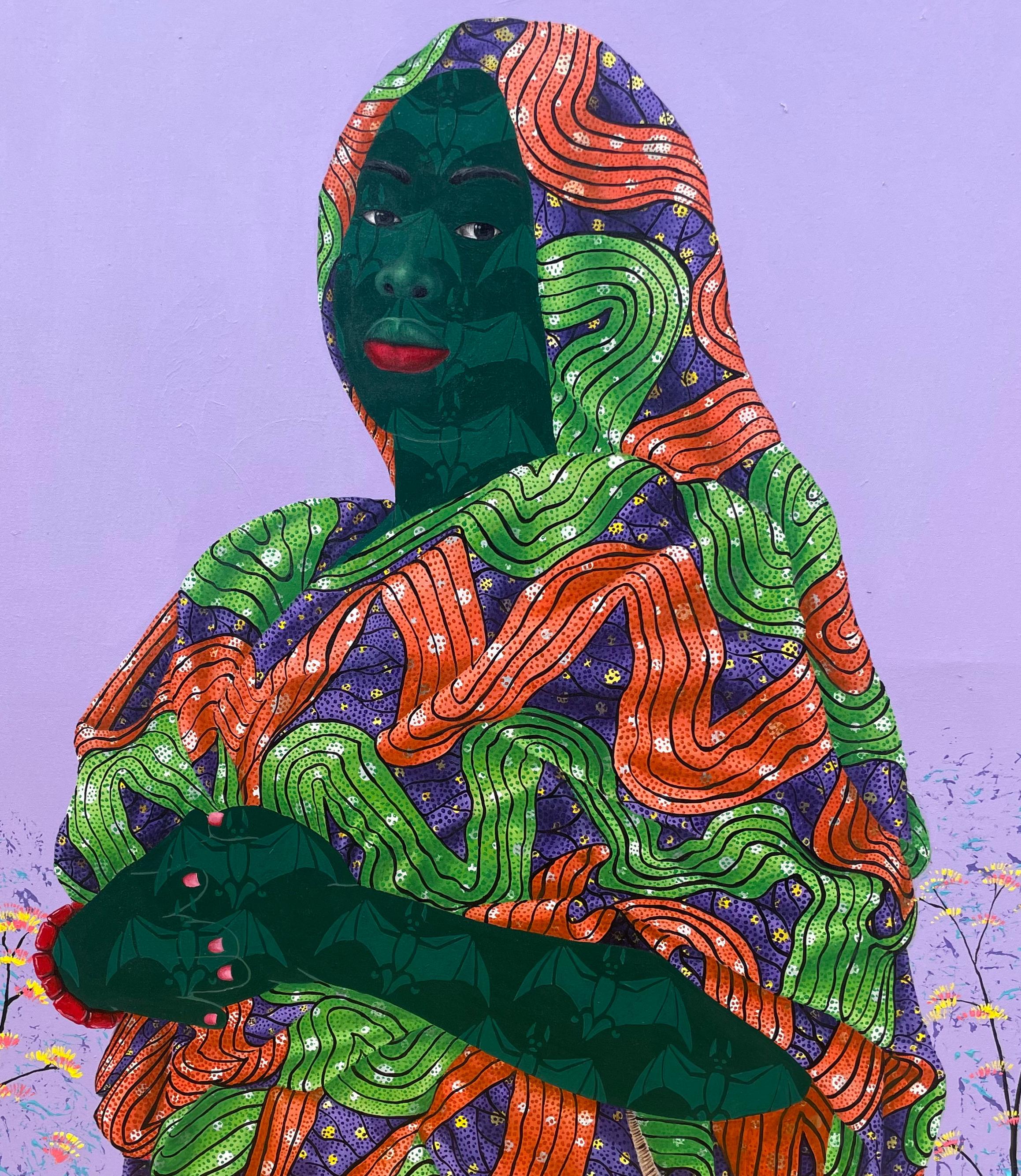 Naturaleza Interior 1 - Siglo XXI, Contemporáneo, Figurativo, Mujer sobre tela africana en venta 2