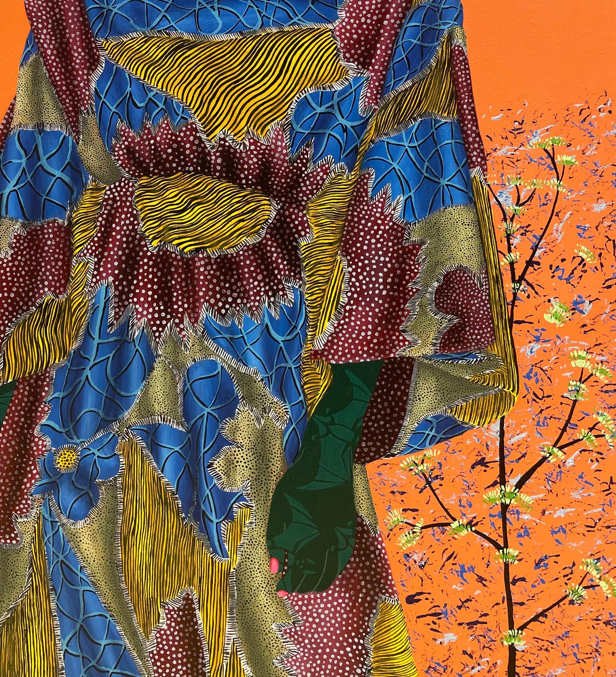 Inner Nature 2 - 21° secolo, Contemporaneo, Figurativo, Donne su tessuto africano in vendita 1