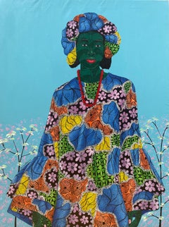 Naturaleza Interior 3 - Siglo XXI, Contemporáneo, Figurativo, Mujer sobre tela africana