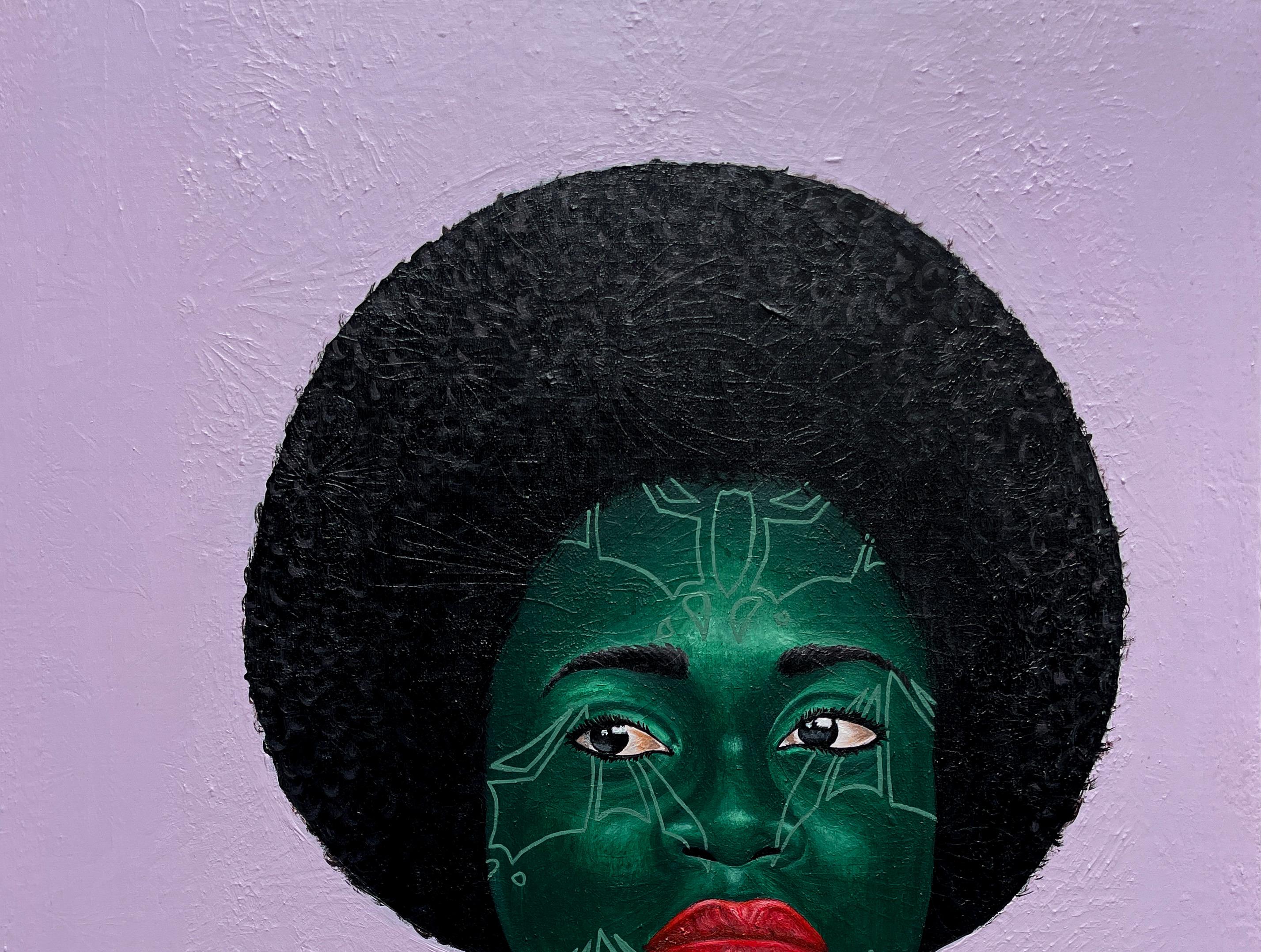 Insight 5 - 21e siècle, Contemporain, Figuratif, Femmes, Tissu africain - Painting de Oluwafemi Afolabi