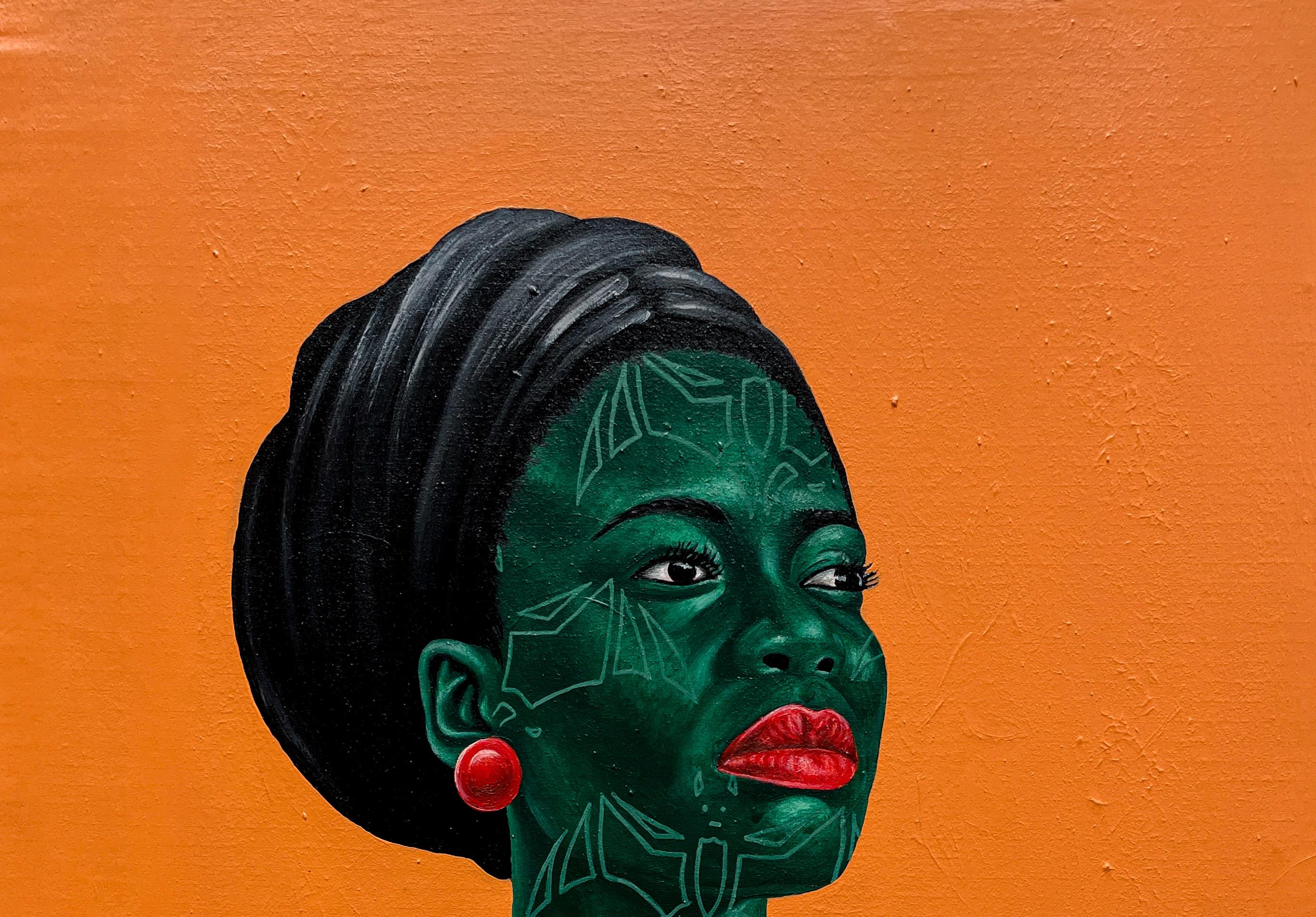Insight 6 - 21. Jahrhundert, Zeitgenössisch, Figurativ, Frauen, Afrikanischer Stoff – Painting von Oluwafemi Afolabi
