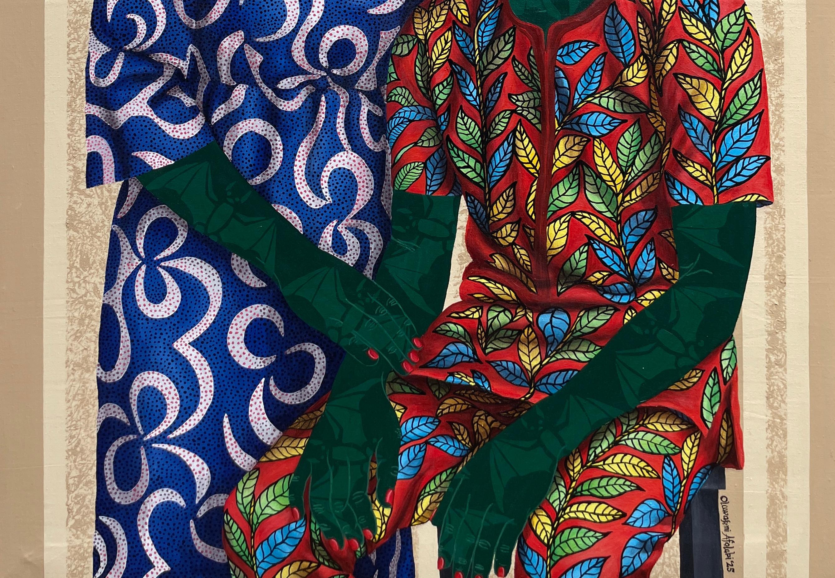 Makanjuola (Don't Be in a Hurry for Wealth) - 21e siècle, Contemporain, Afrique - Beige Figurative Painting par Oluwafemi Afolabi