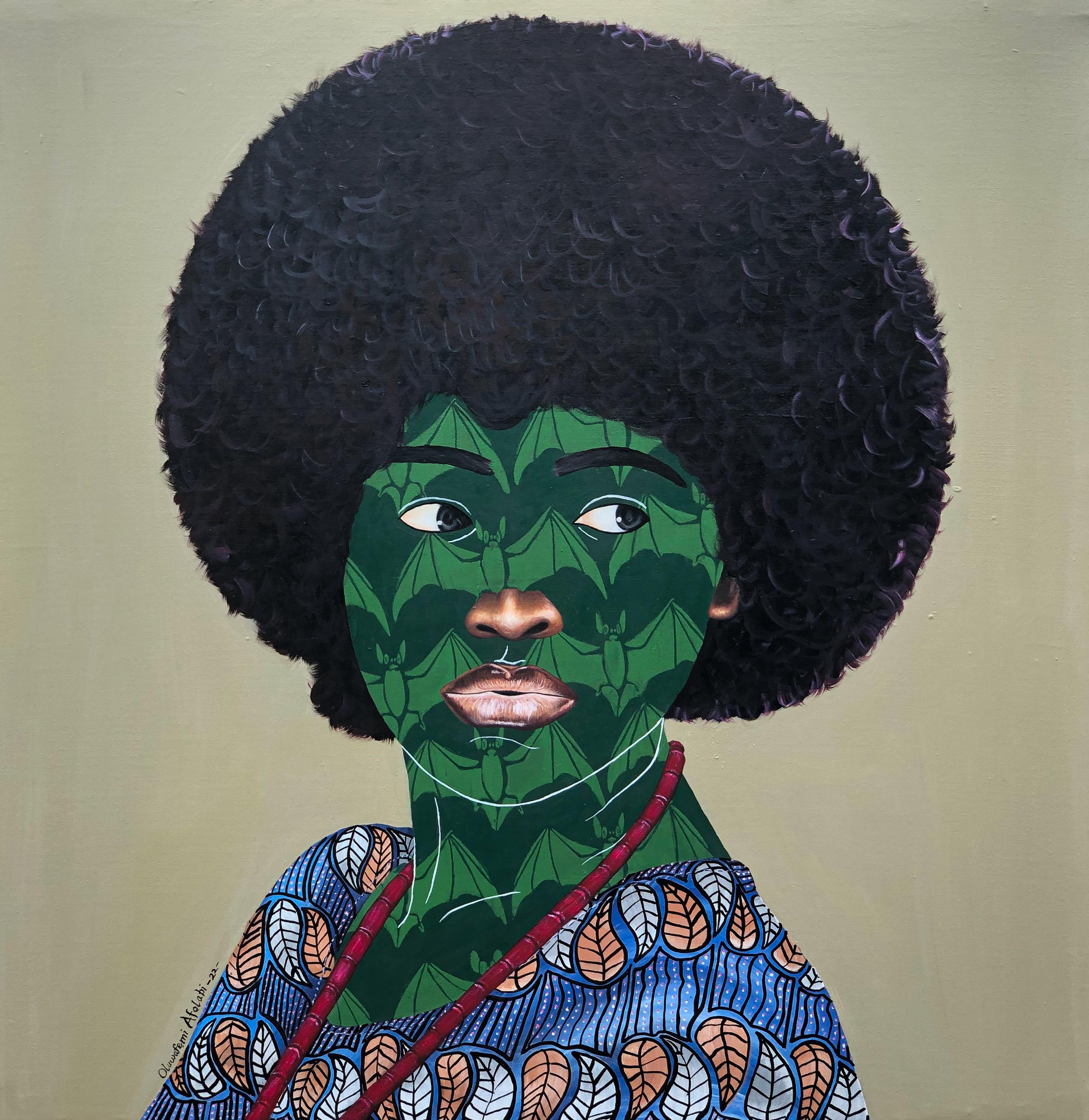 Oluwafemi Afolabi Figurative Painting – Denkweise