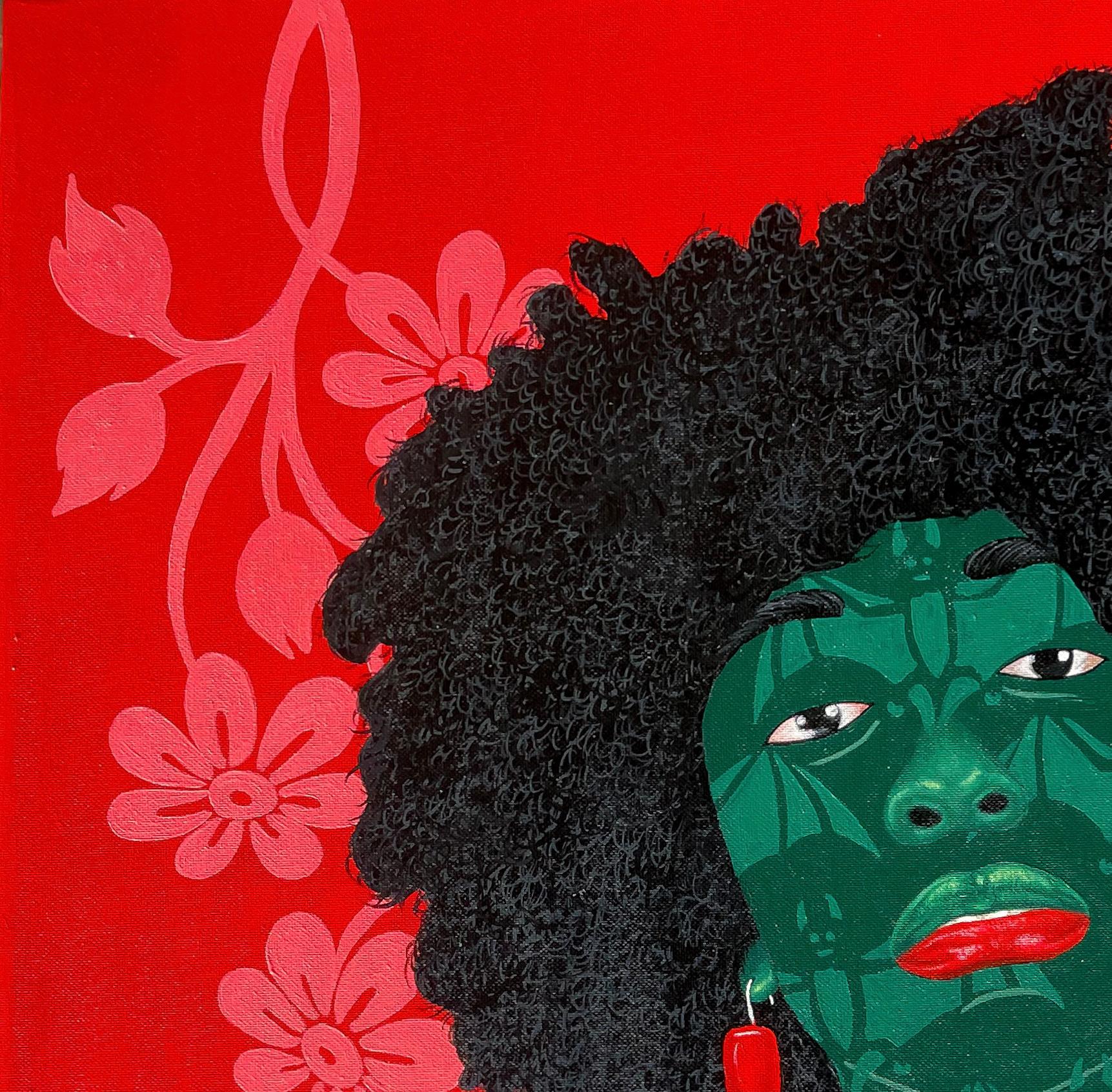 Sentimento misto - 21° secolo, Contemporaneo, Figurativo, Donne, Fabrice africana - Painting di Oluwafemi Afolabi