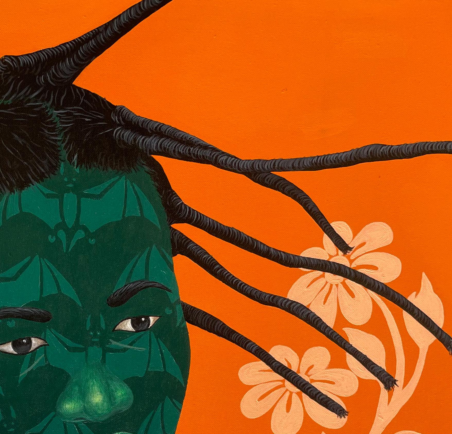 Ottimista - 21° secolo, Contemporaneo, Figurativo, Donne, Fabrice africana - Portrait Painting Arancia di Oluwafemi Afolabi