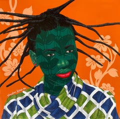 Optimista - Siglo XXI, Contemporáneo, Figurativo, Mujer, Tejido africano
