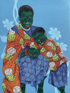 Abbraccio di preghiera - 21° secolo, Contemporaneo, Figurativo, Donna, Bambino, Fabrice