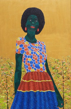 Autoestima -Siglo XXI, Contemporáneo, Figurativo, Tejido africano, Floral