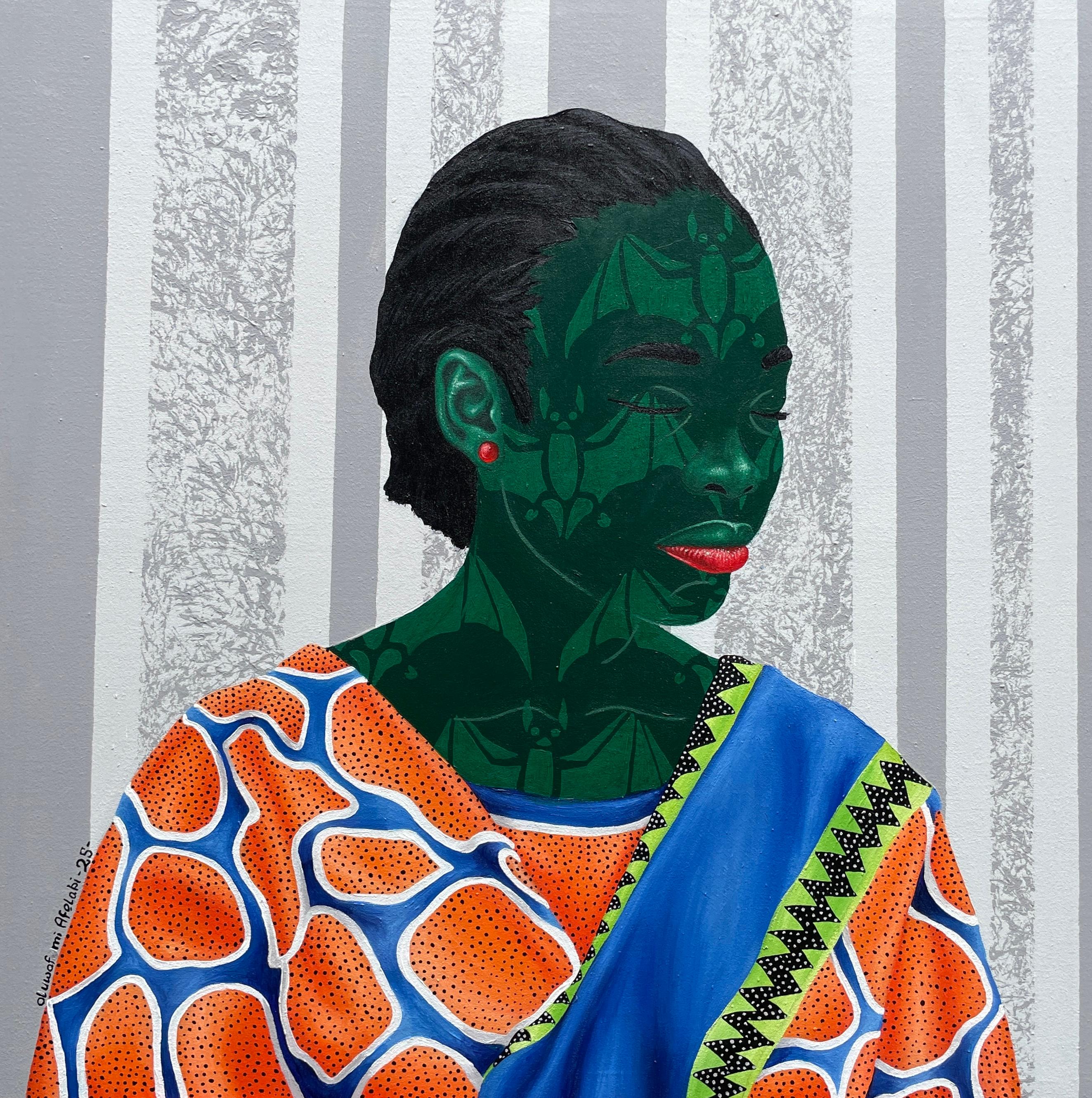 Silent Glow - 21. Jahrhundert, Zeitgenössisch, Figurativ, Frauen, Afrikanischer Stoff