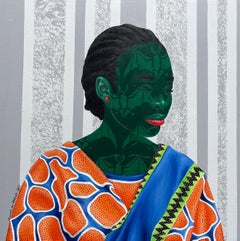 Silent Glow - 21. Jahrhundert, Zeitgenössisch, Figurativ, Frauen, Afrikanischer Stoff