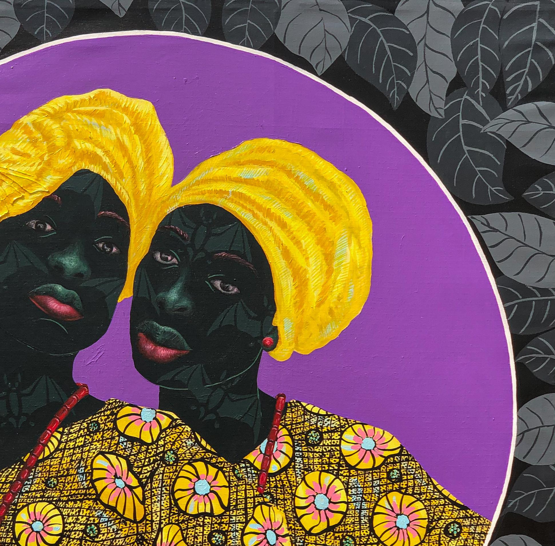 Sisters in Yellow 1 - Conceptual Painting by Oluwafemi Afolabi