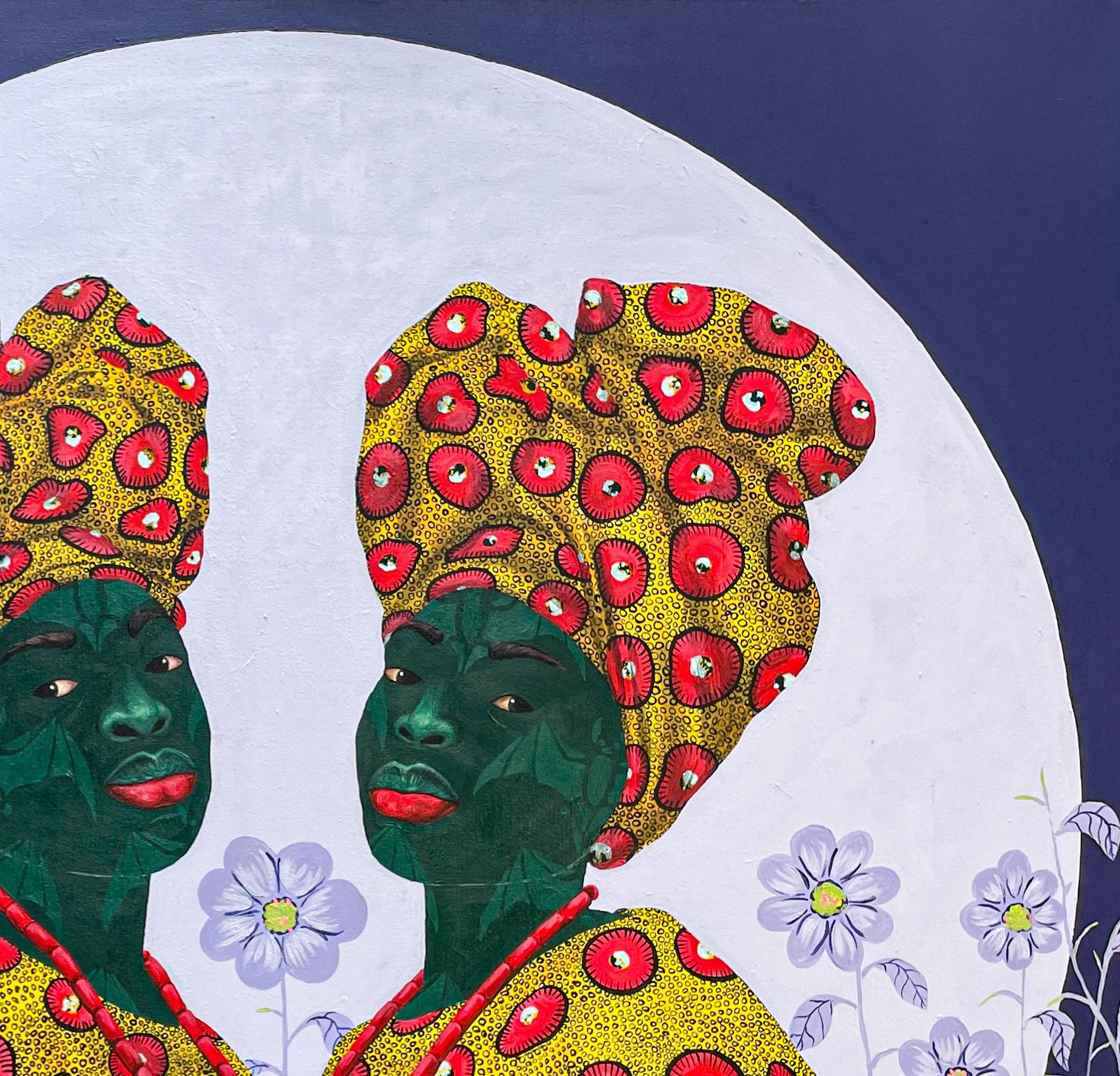 Sorelle in giallo 2 - Painting Espressionista di Oluwafemi Afolabi
