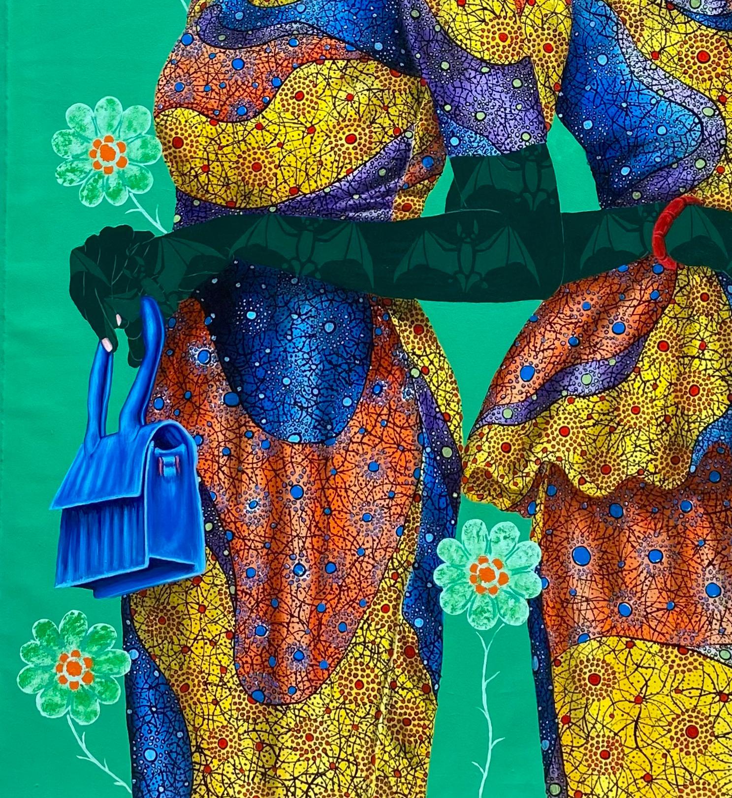 Schwestern in Gelb 3 (Blau), Figurative Painting, von Oluwafemi Afolabi