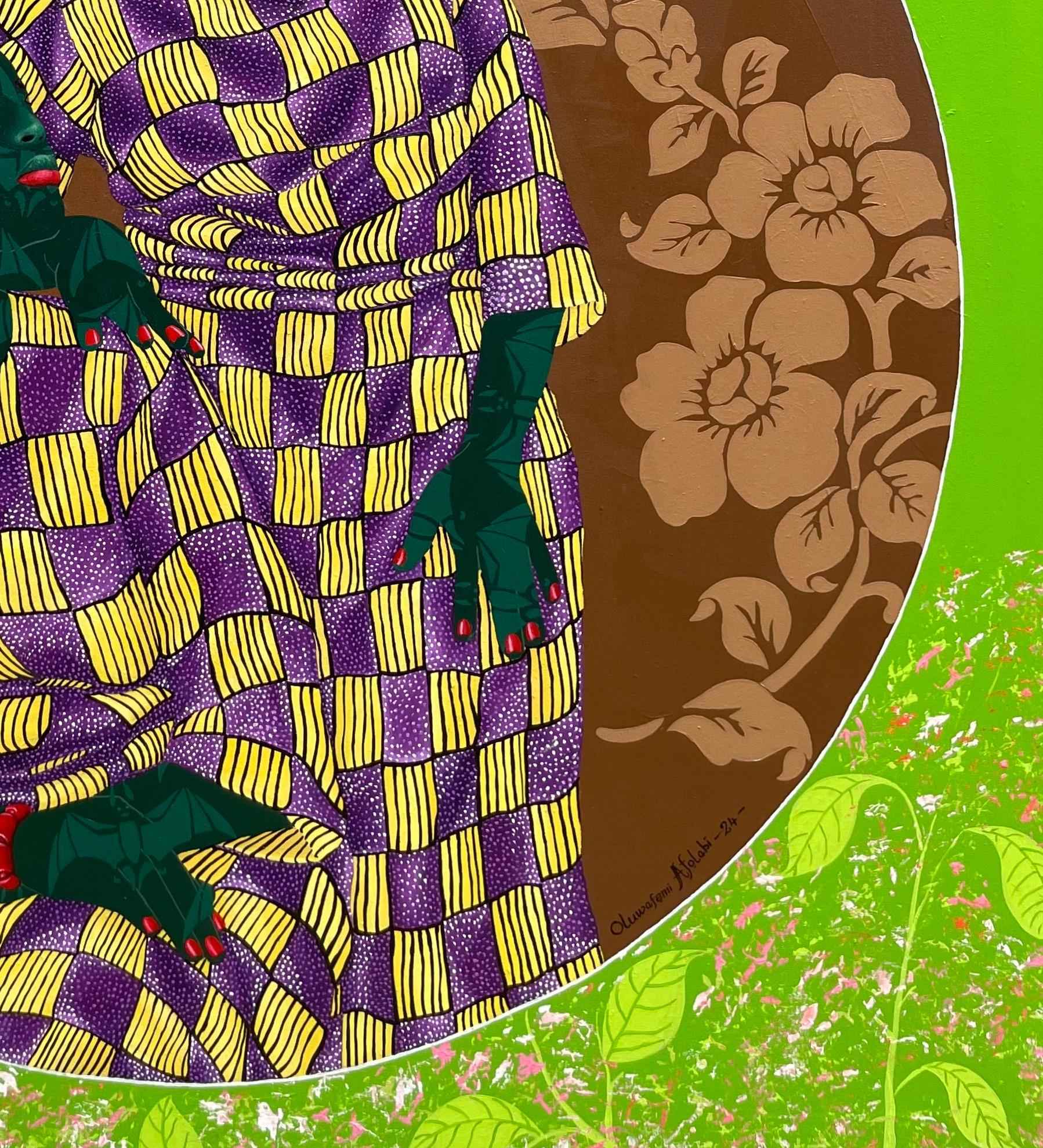 Hermanas en Amarillo 4 -Siglo XXI, Contemporáneo, Figurativo, Tela Amor Africano en venta 1