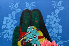 Sisters in Yellow 5 -21st Century, Contemporary, Figurative, Love African Fabric