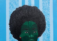 Timeless Radiance -21st Century, Contemporary, Figurative, Women, African Fabric