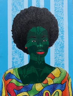 Timeless Radiance -21. Jahrhundert, Zeitgenössisch, Figurativ, Frauen, Afrikanischer Stoff