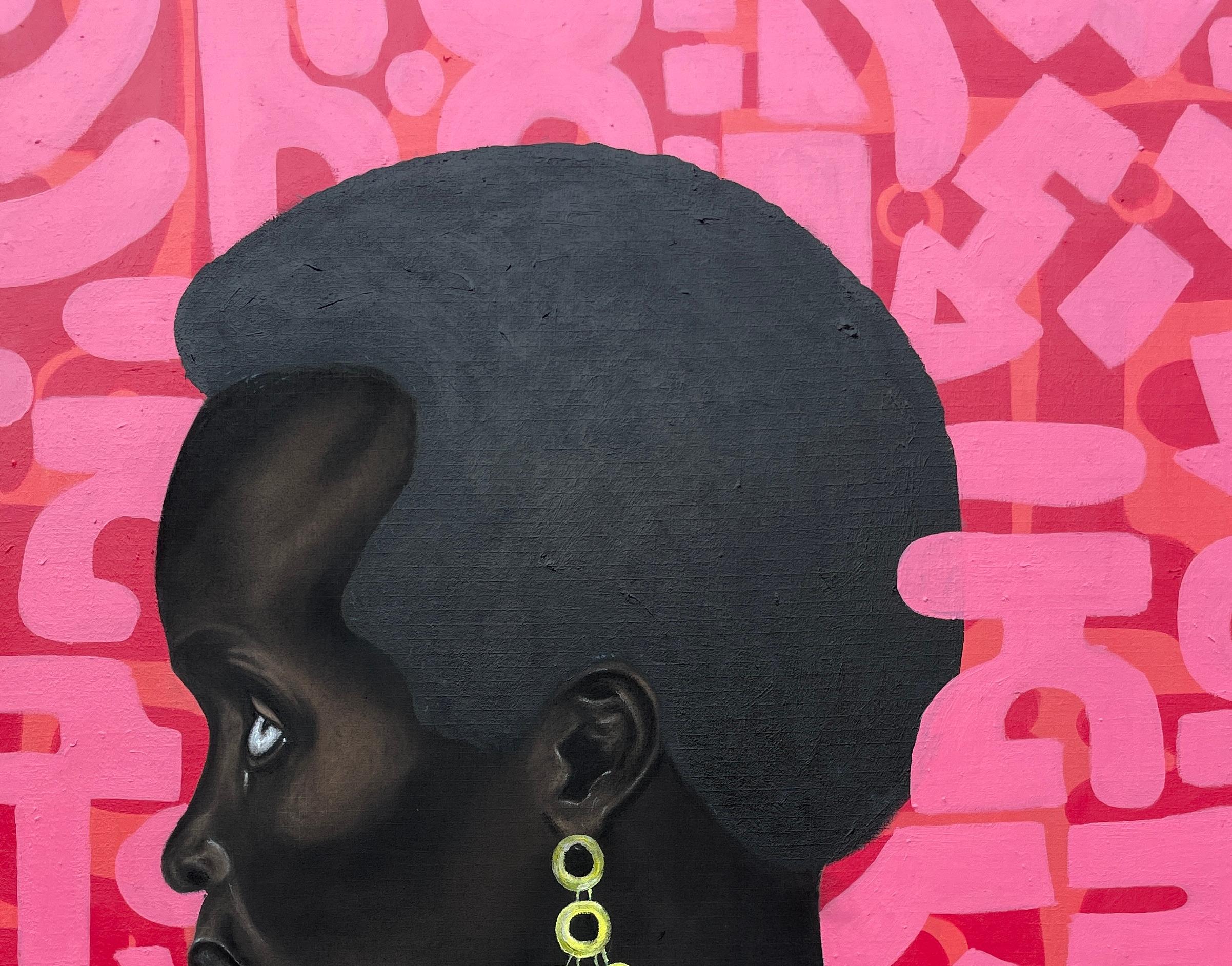 Africa Allure 6 - 21° secolo, Contemporaneo, Figurativo, Africano, Donna, Capelli - Painting di Oluwafemi Akanmu