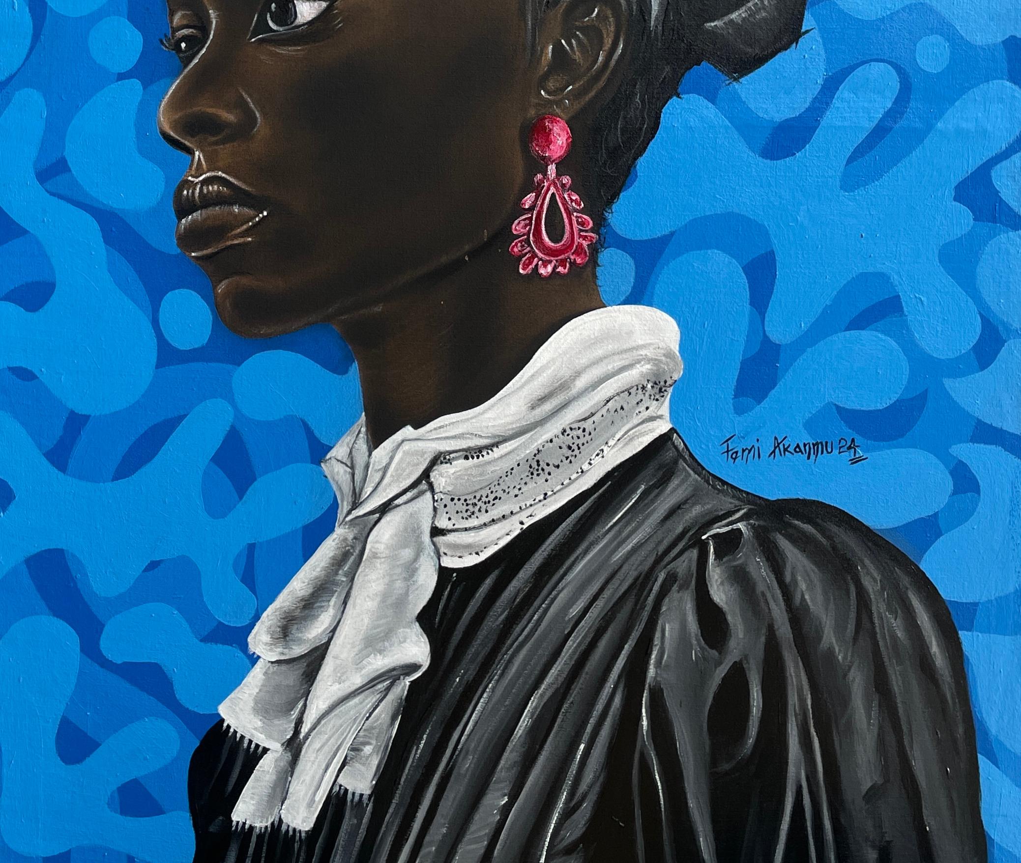 Black Heritage 2 - 21ème siècle, Contemporary, Figurative, African, Woman, Hair - Contemporain Painting par Oluwafemi Akanmu