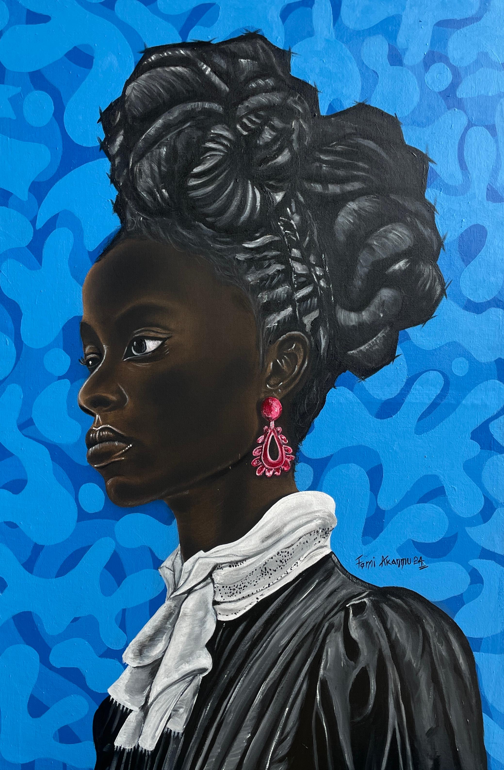 Figurative Painting Oluwafemi Akanmu - Black Heritage 2 - 21ème siècle, Contemporary, Figurative, African, Woman, Hair
