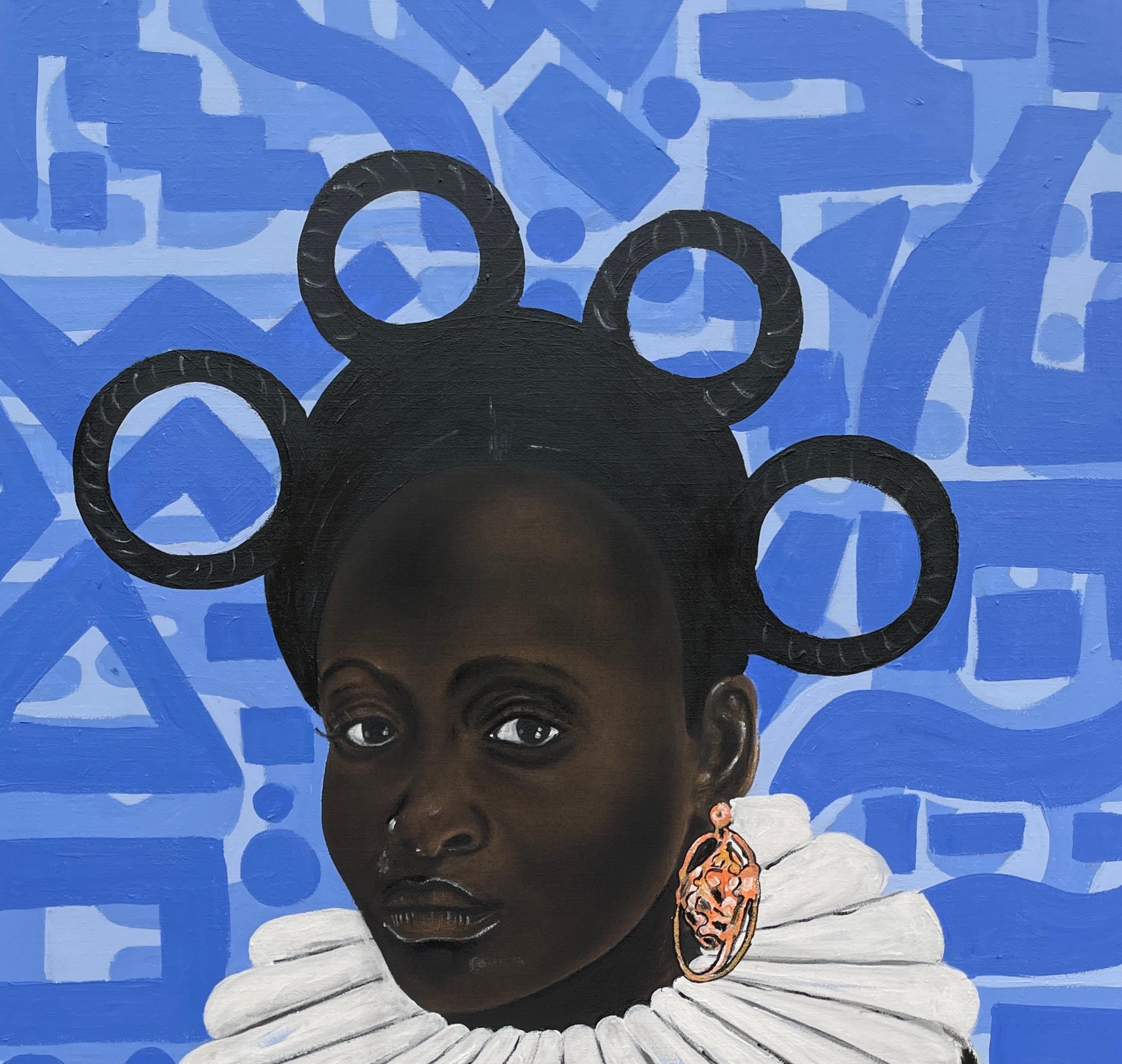 Herencia Negra 4 - Siglo XXI, Contemporáneo, Figurativo, Africano, Mujer, Pelo - Painting de Oluwafemi Akanmu