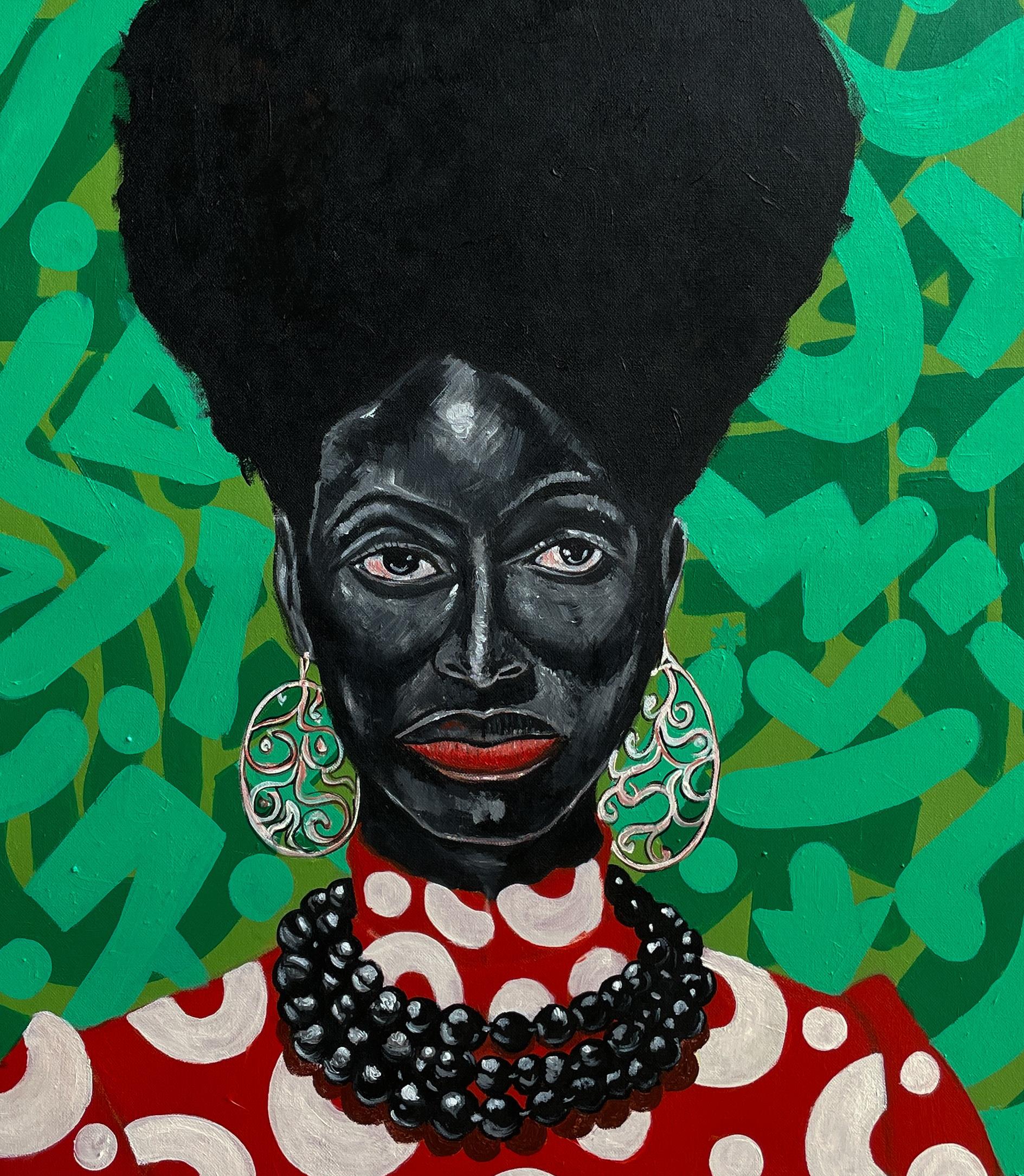 Herencia Negra 5 - Siglo XXI, Contemporáneo, Figurativo, Africano, Mujer, Pelo en venta 2