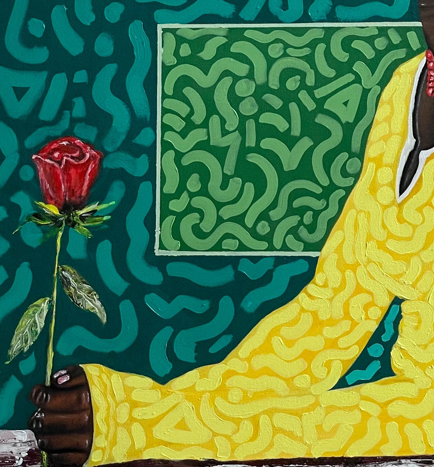 Feminism - 21st Century, Contemporary, Figurative Portrait, Women with Flowers For Sale 2